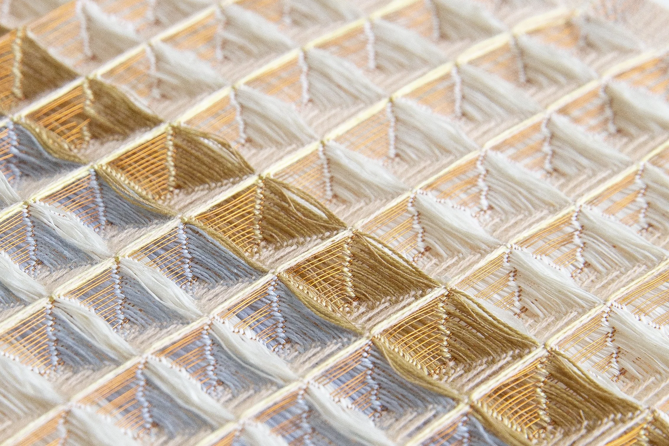 Waffle Weave Metal rose gold light blue