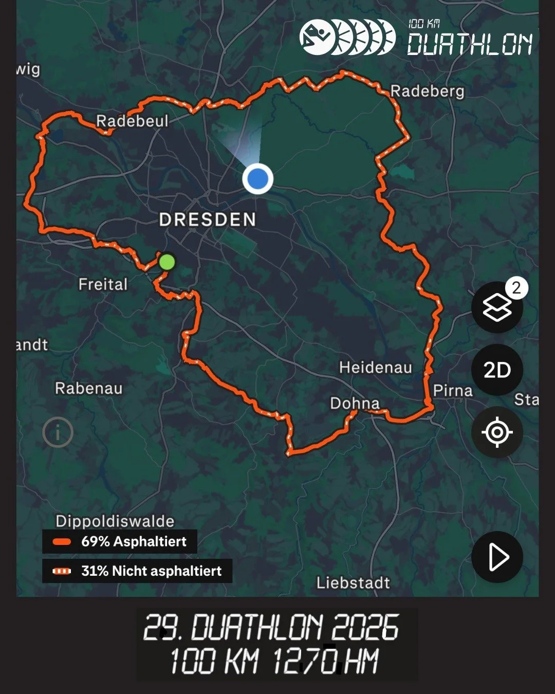 Es ist wieder soweit.. Die Strecke ist online! Die Daten k&ouml;nnt ihr auf unserer Website herunterladen. #100kmduathlon #100km #duathlon #dresden