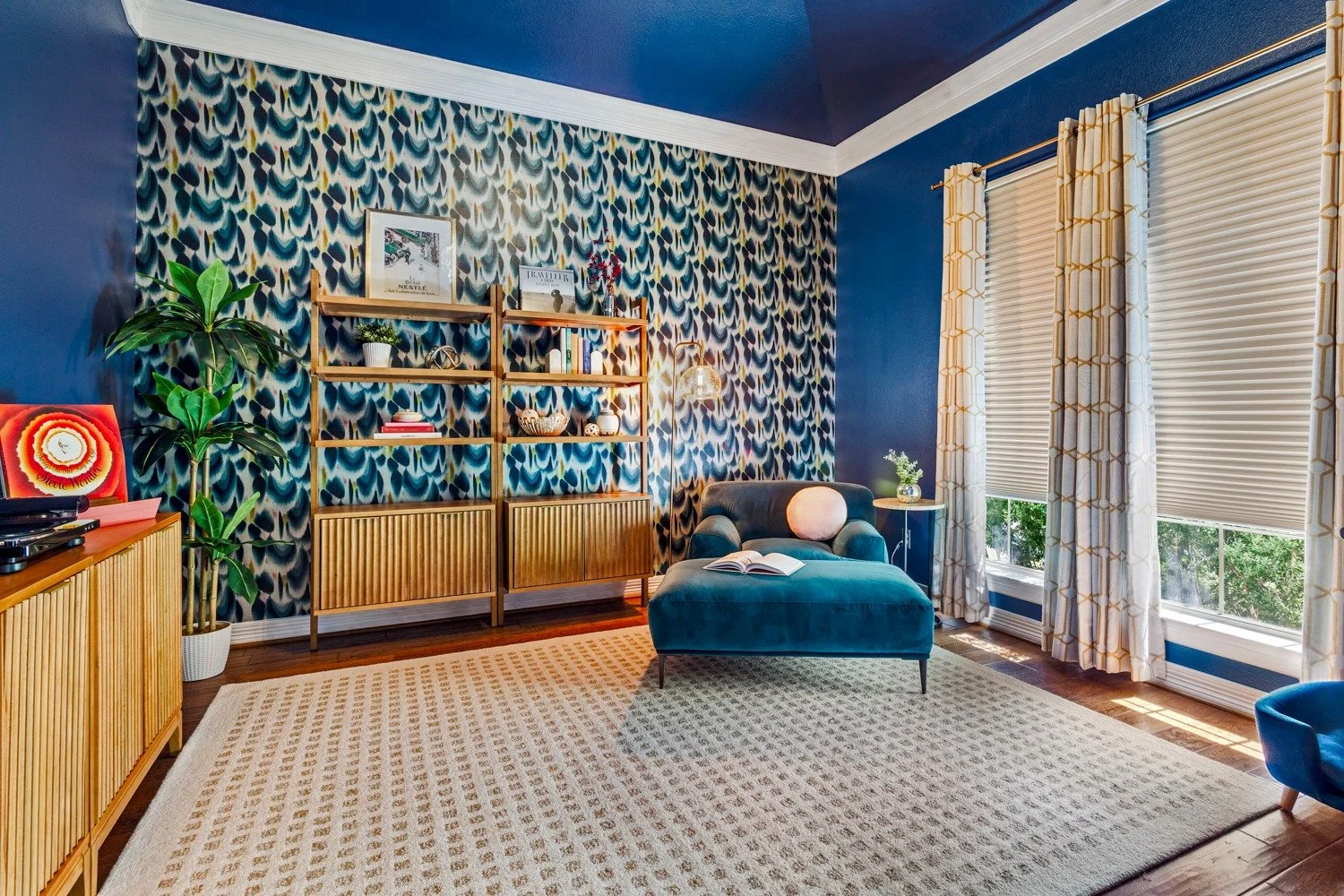 This project was so much more than an office makeover &mdash; it was about creating a sanctuary for a new season of life. 💙

Our client dreamed of a space where she could slow down, listen to records, curl up with her son and pups, and be inspired b