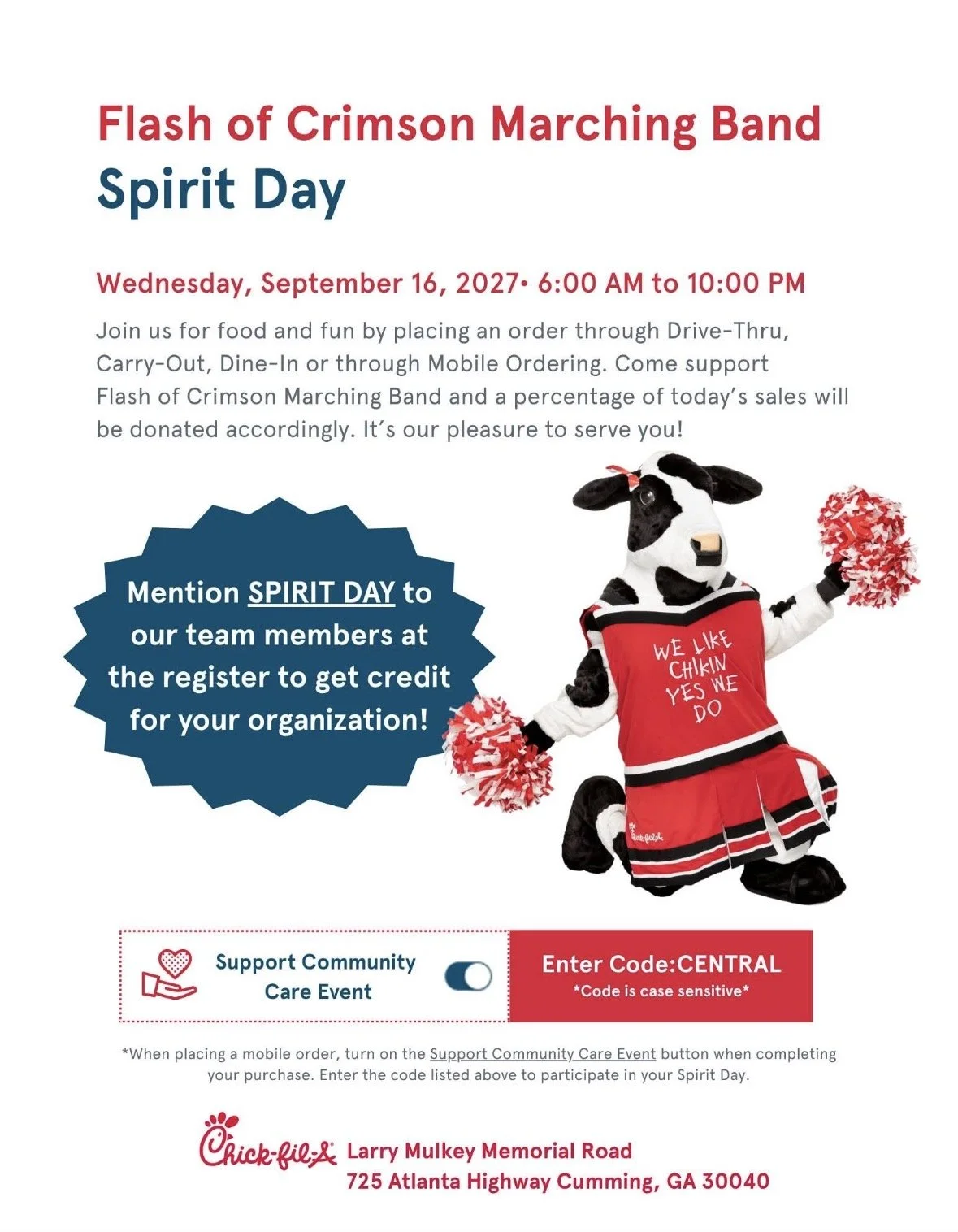Spirit Night at Chick-fil-A