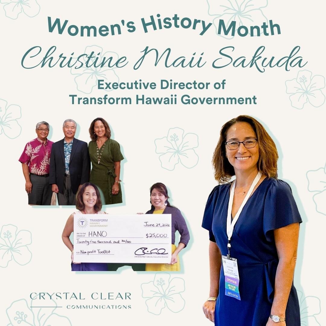 This week, in honor of Women&rsquo;s History Month, we want to highlight our client Christine Maii Sakuda, executive director of @transformhigov. Christine is continuously working to advance modernization in Hawaii&rsquo;s government for more efficie