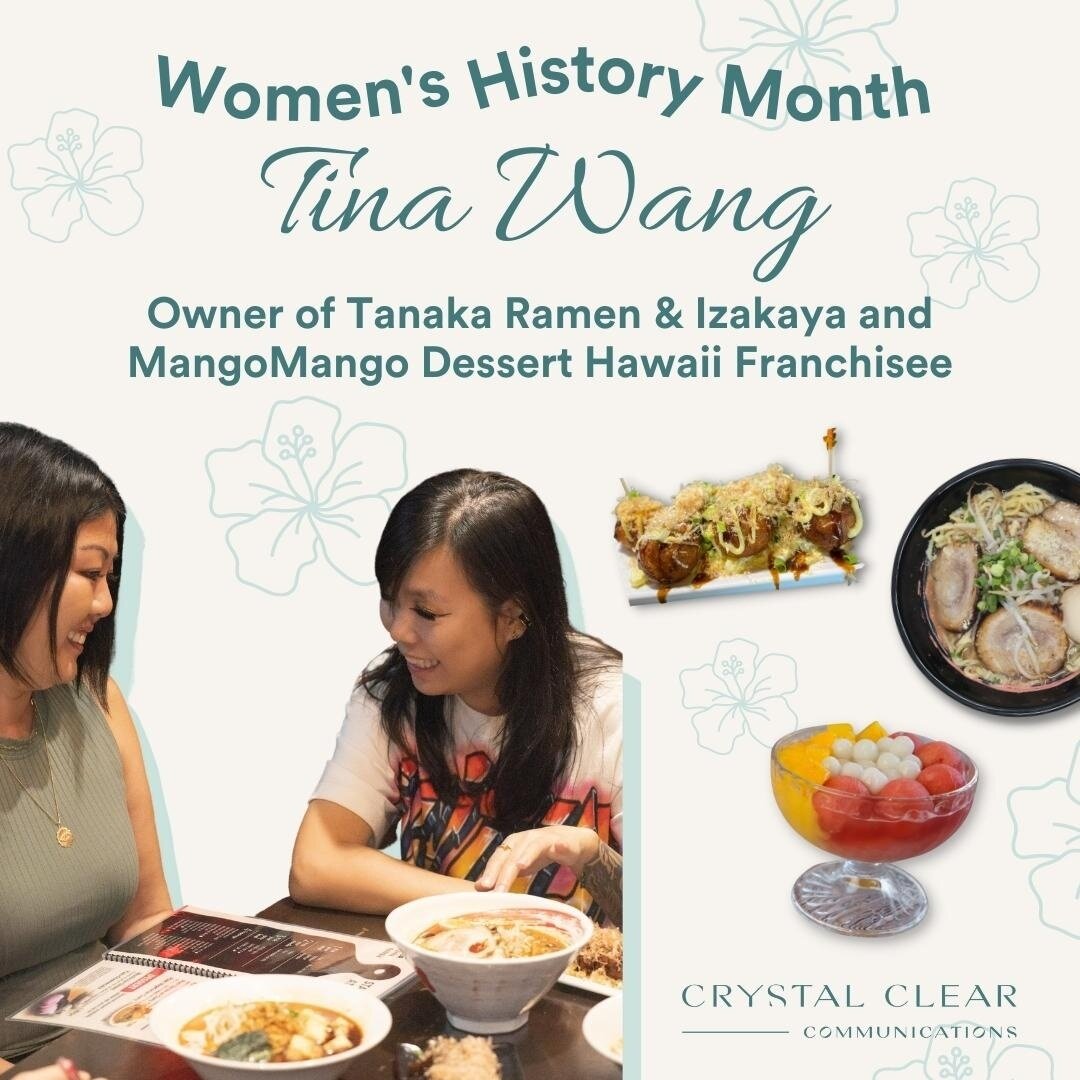 In honor of Women&rsquo;s History Month, we&rsquo;re proud to highlight our client Tina Wang (@tinaaaaawang), owner of @tanakaramenhawaii, and @mangomangohawaii franchisee. With nine Tanaka Ramen &amp; Izakaya locations across the nation and two Mang