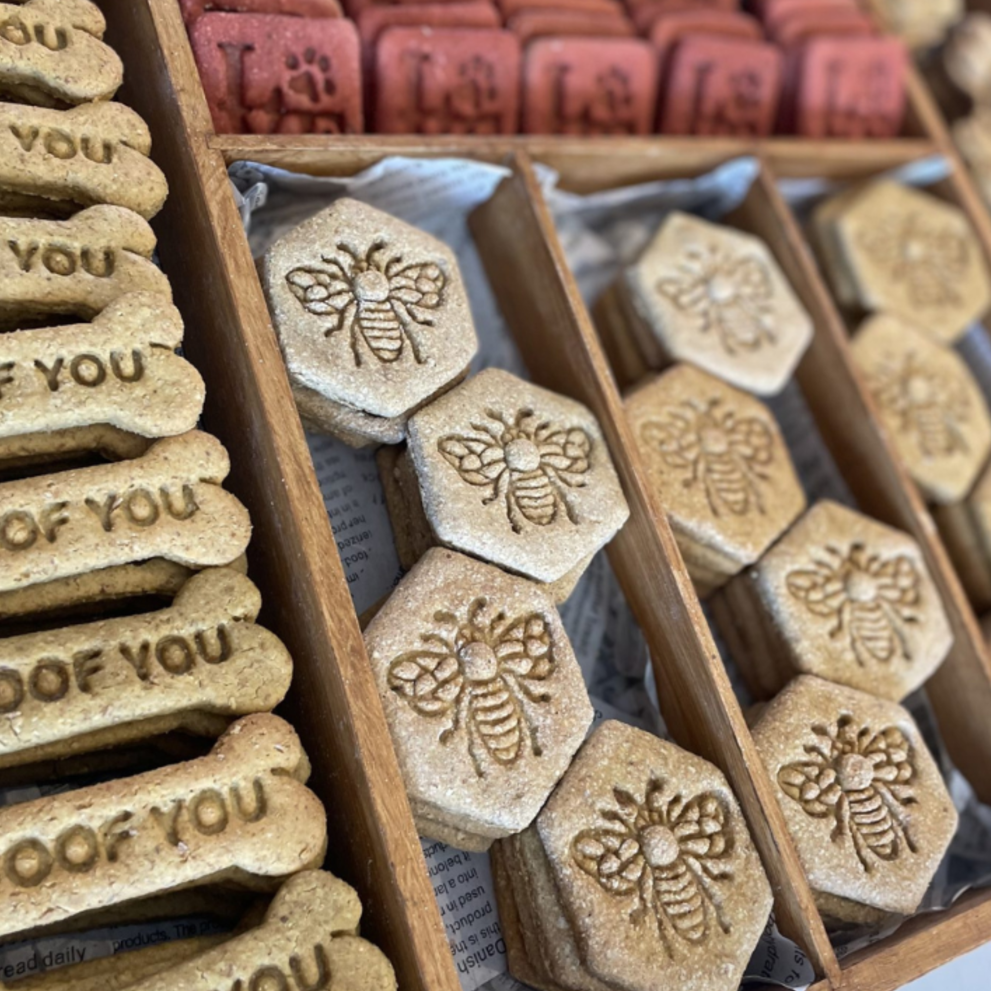 reddish artisan market dog biscuits