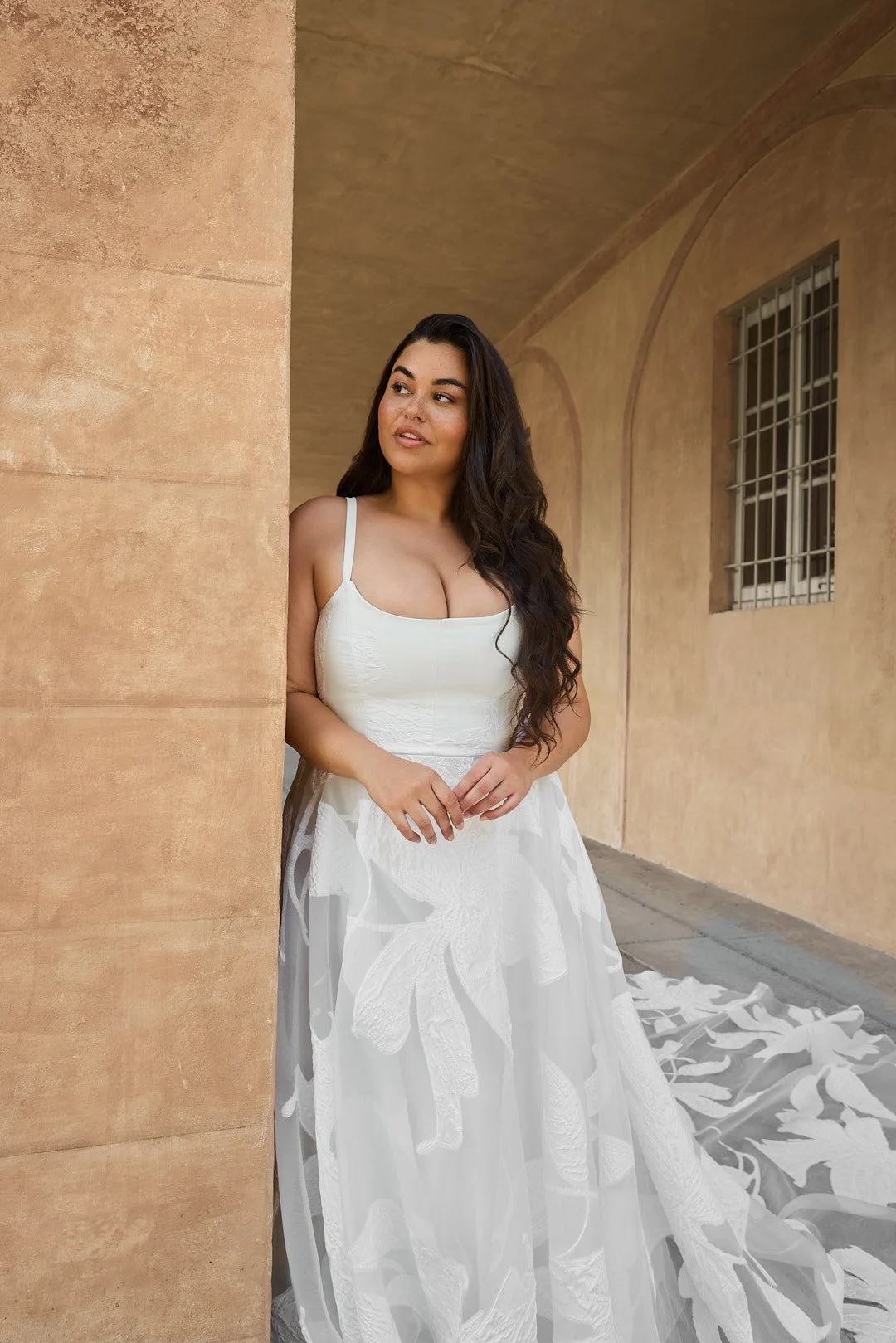 Cathedral train, floral gown