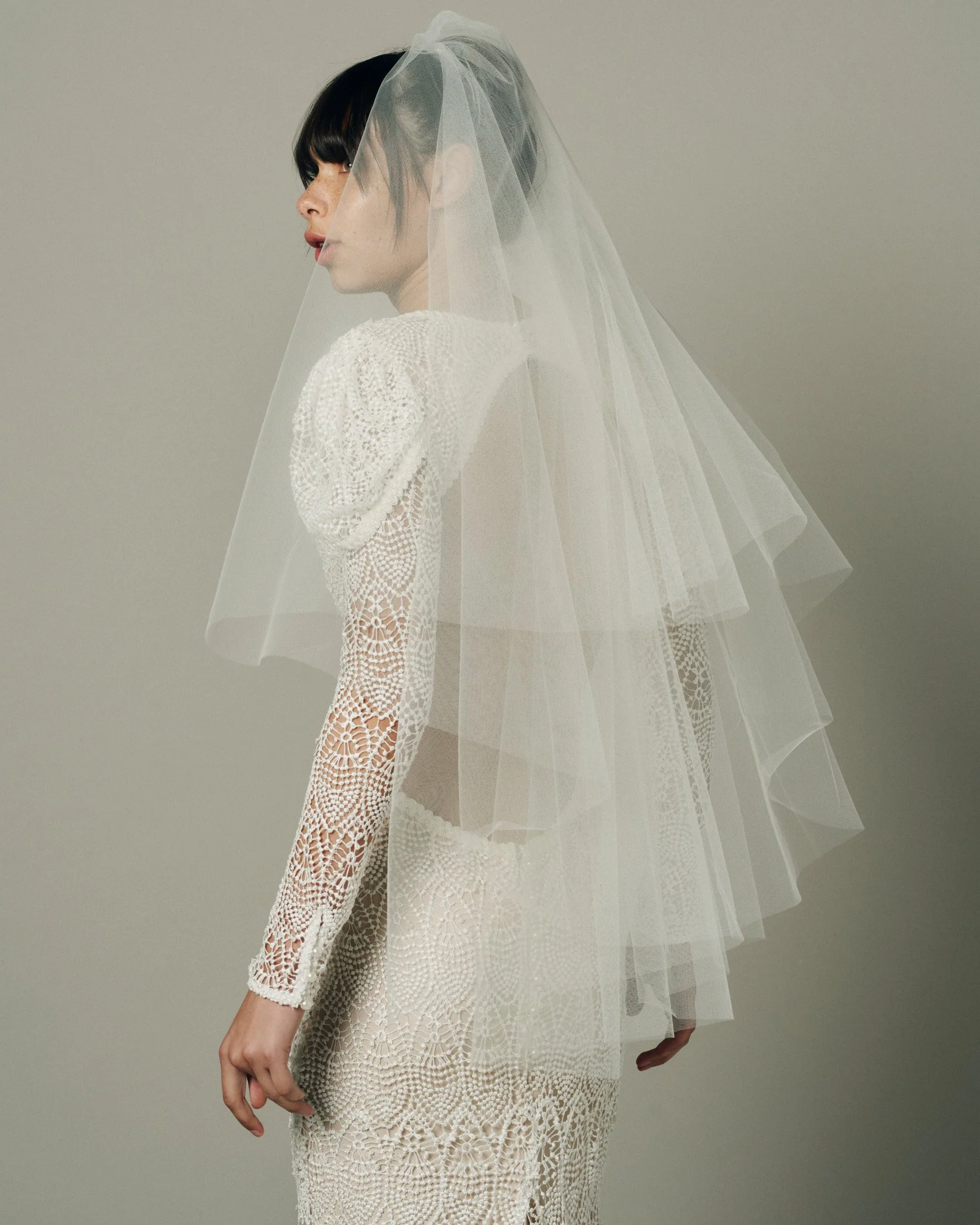 Tiered tulle veil, fingertip length