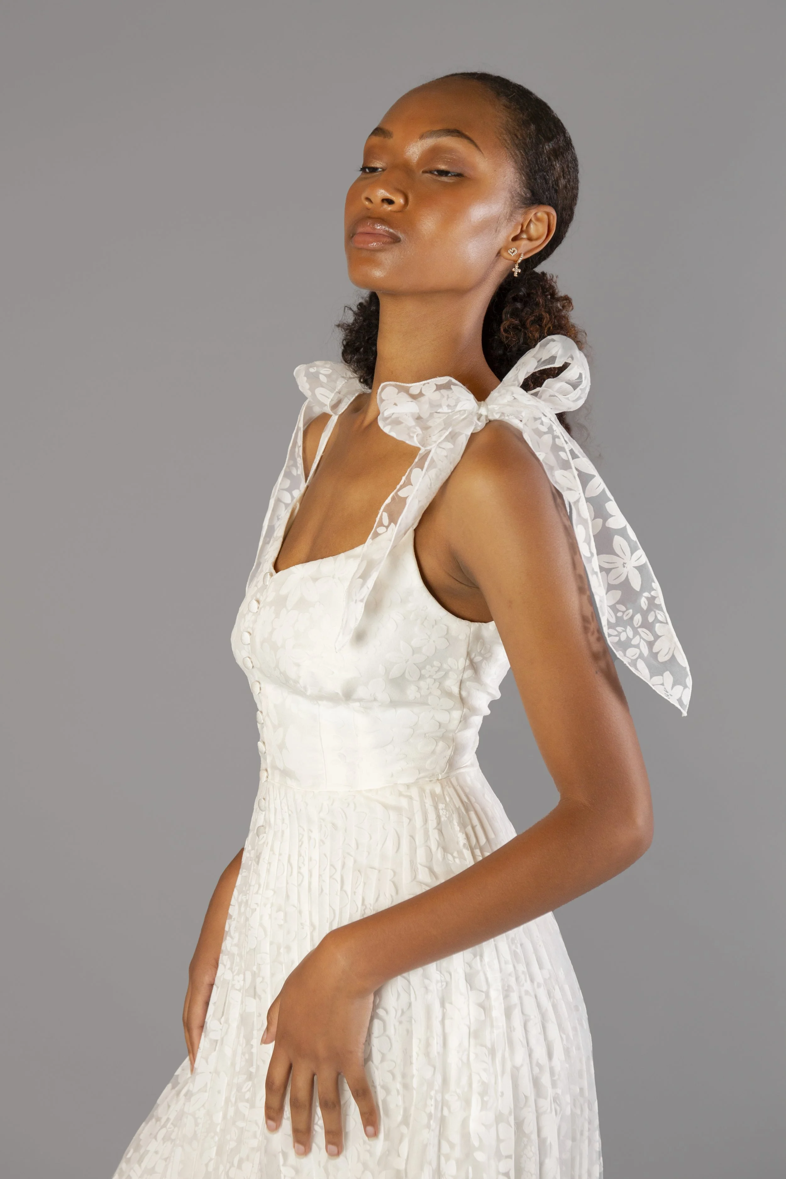 Pleated fabric wedding dress - nontraditional