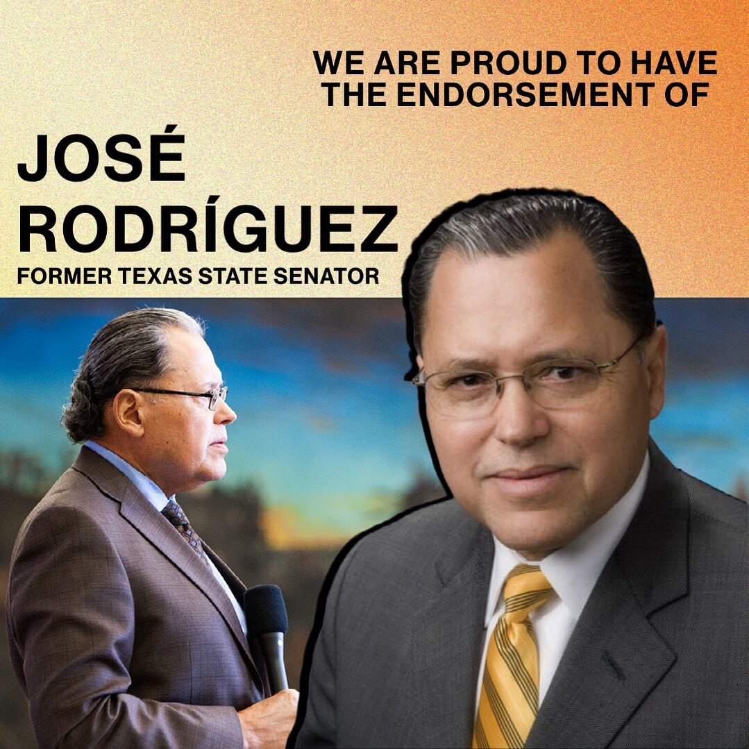 We are excited to announce a continued endorser ✅ of the El Paso Climate Charter &bull; Prop K☀️

Former Texas State Senator📢

💫Jos&eacute; Rodr&iacute;guez💫

We are proud and honored to have his endorsement and continued support! 🌱🤩