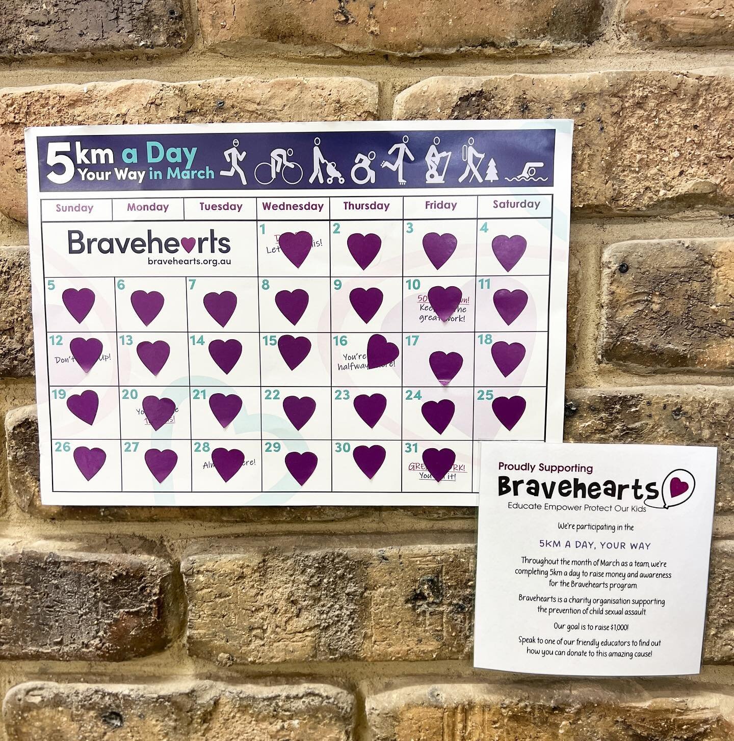 A very big congratulations to the team at O&rsquo;Briens Montessori Centre for successfully completing the &lsquo;5km a day, your way&rsquo; throughout the month of March to raise money and awareness for @braveheartsprotectkids 💜

We raised a total 