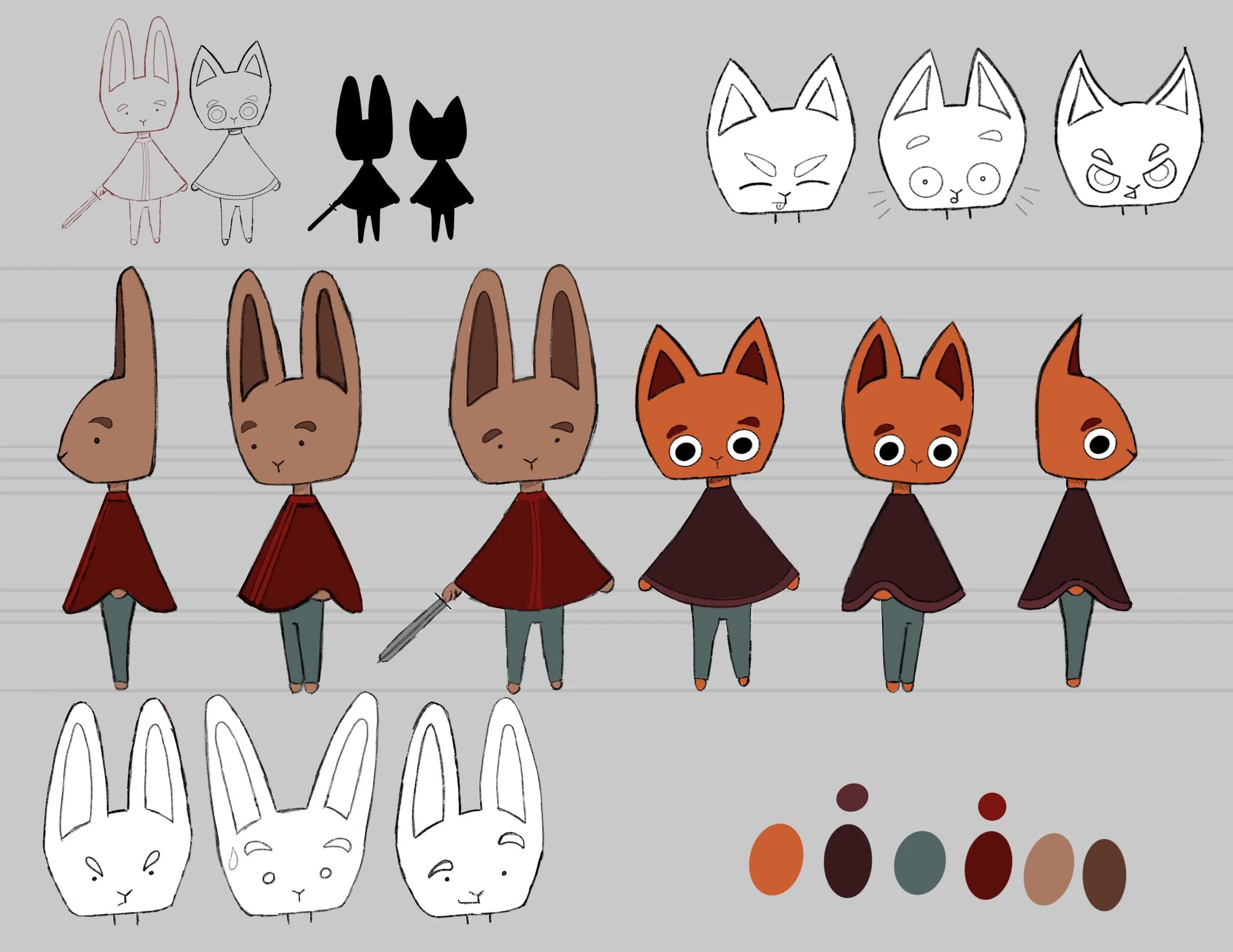 Animation Character Turnarounds. Fall 2023. Photoshop