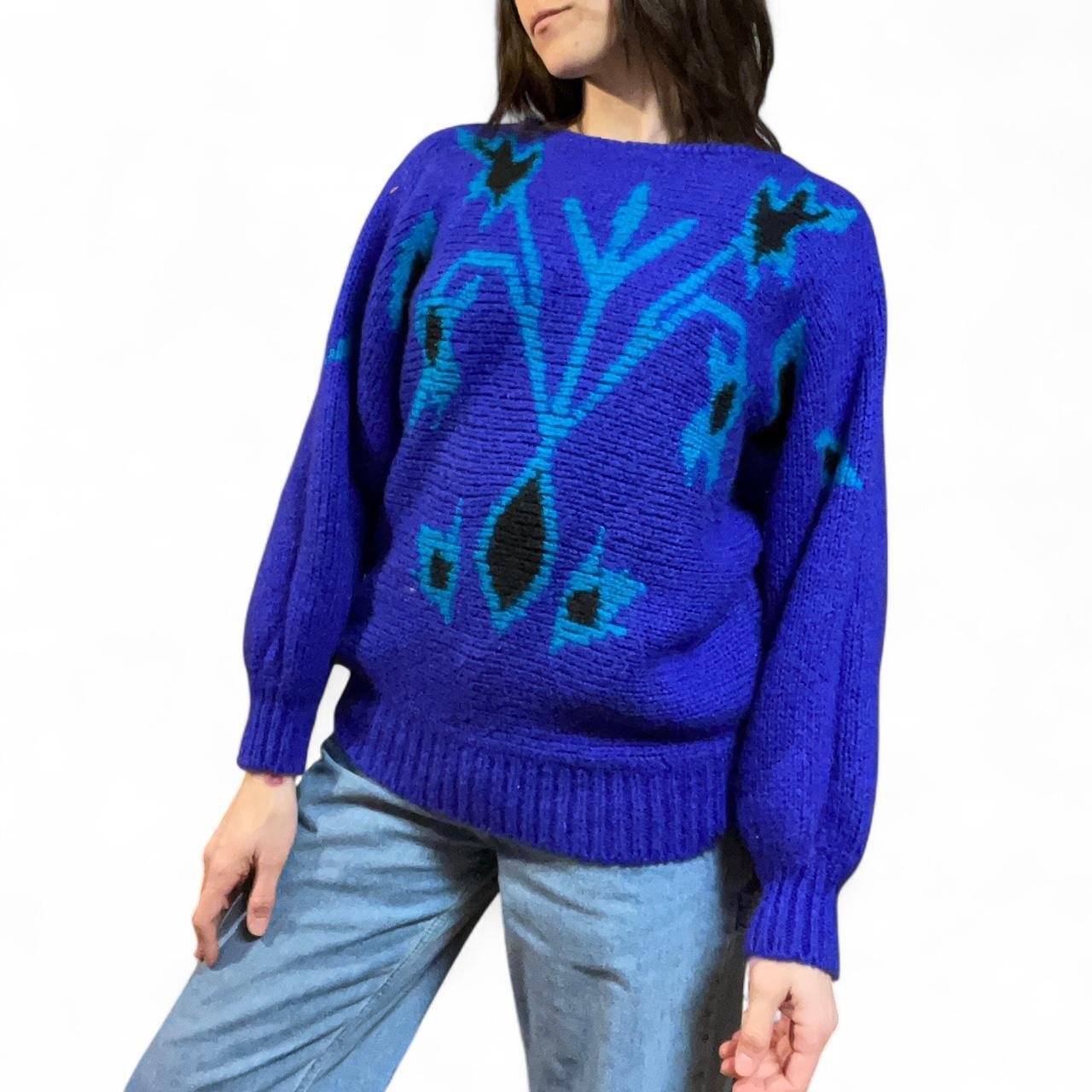 Vintage Blue floral Sweater