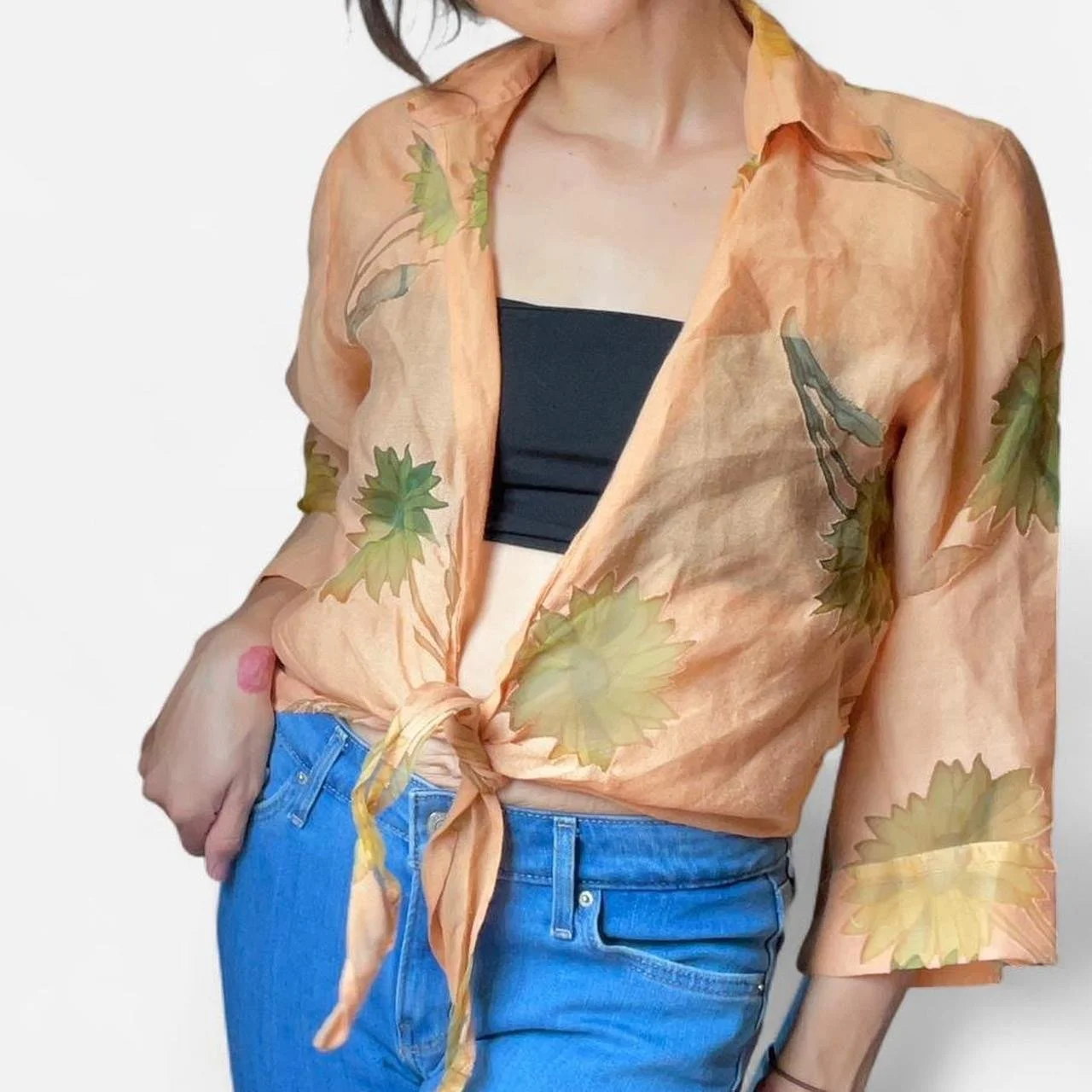 Vintage Women's multi sunflower Blouse