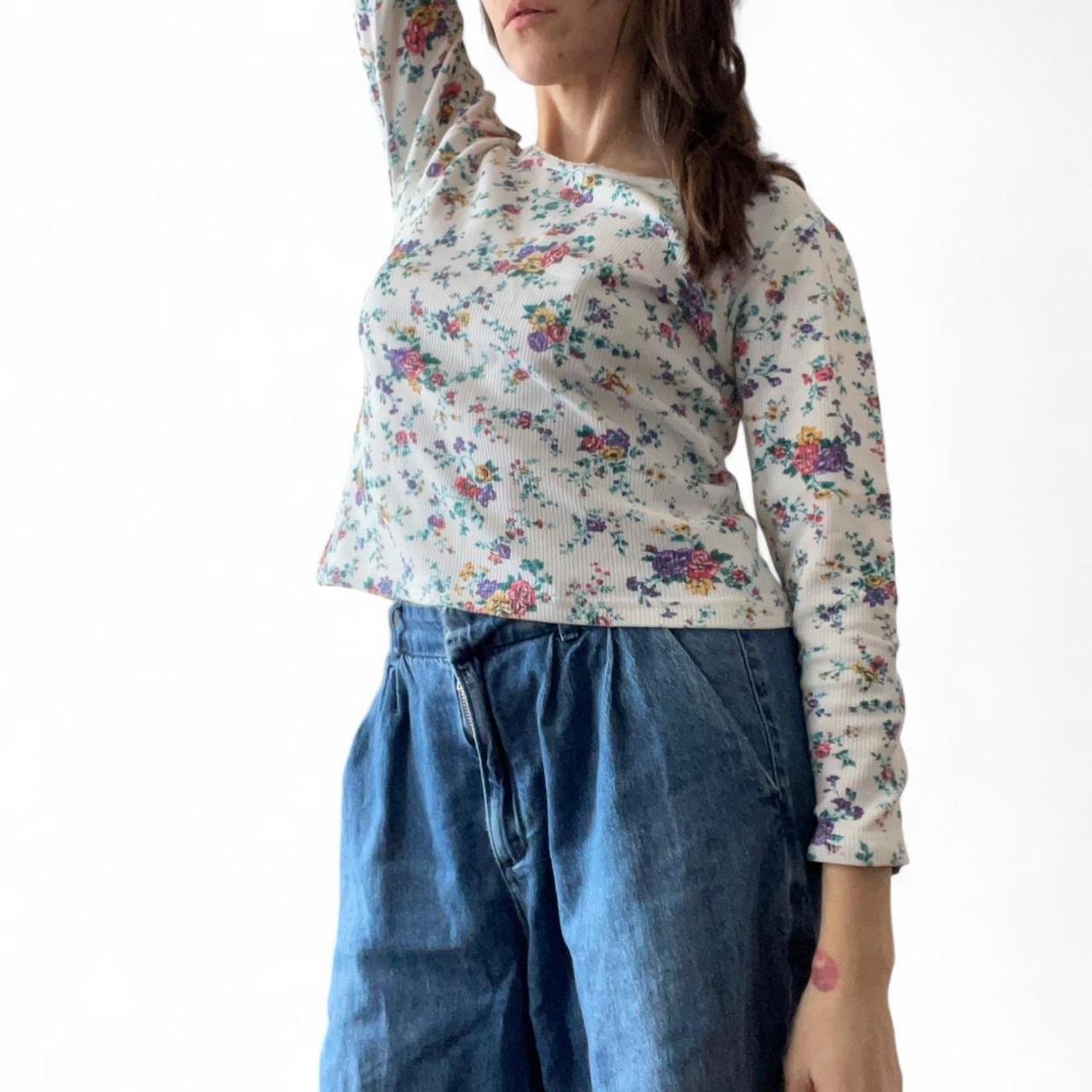 Floral Elegance Ribbed Top