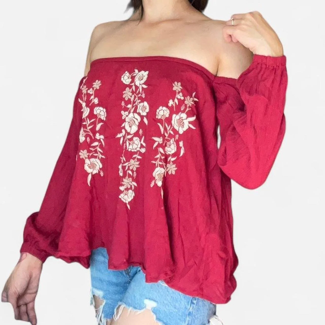 Abercrombie & Fitch Women's Red and Burgundy Blouse
