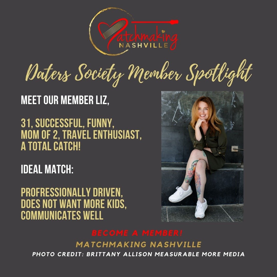 Meet Liz, one of the shining stars of our Nashville Daters Society! 🌟 
Join her and other like-minded singles in our exclusive membership program, where you get expert dating coaching, singles events, a vibrant community, and a tailored dating boost