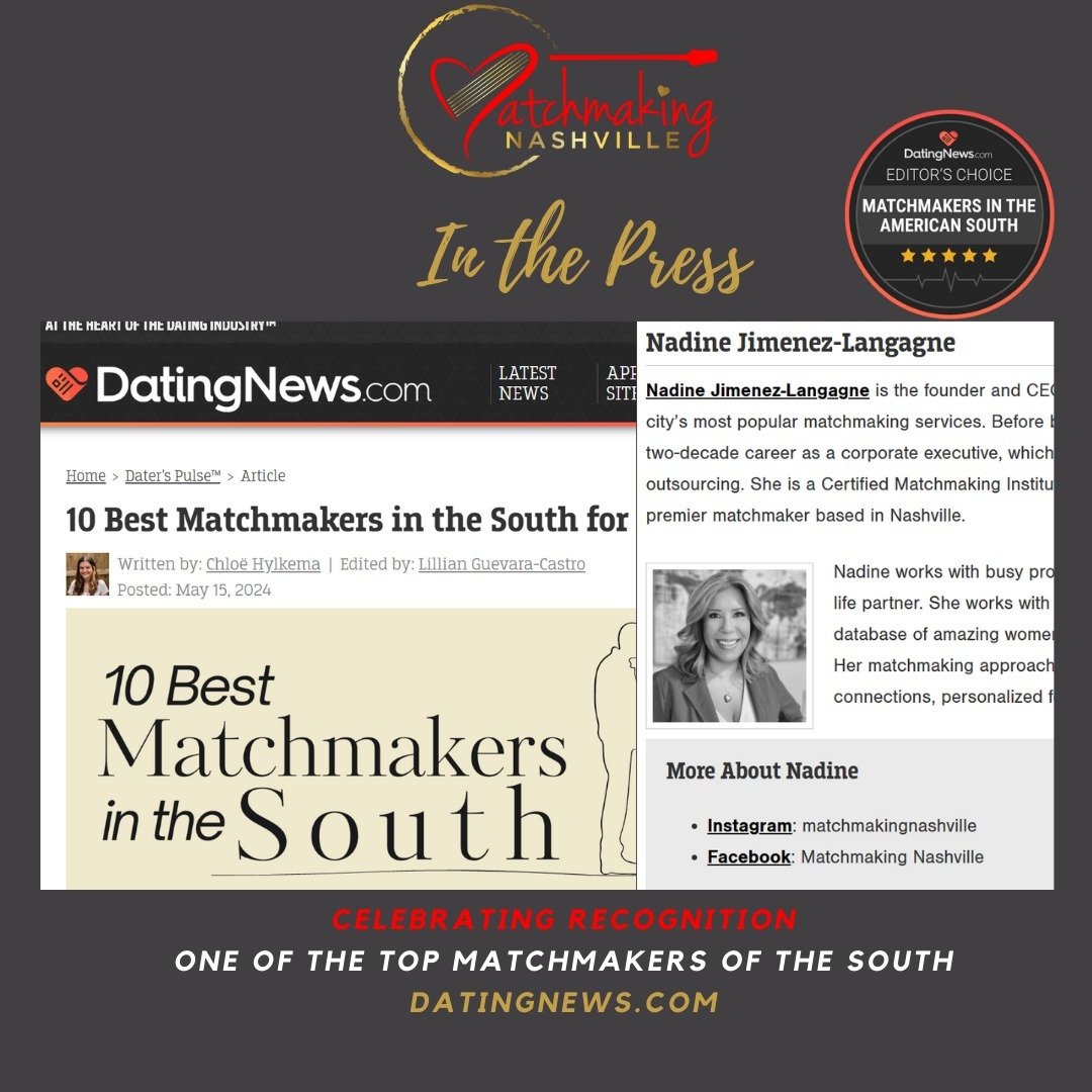 🌟 Exciting News! 🌟 We&rsquo;re beyond thrilled to be named one of the Top 10 Matchmakers of the South by @datingnews! 🎉 Thank you for trusting us to help you find love and connection. 💖 Read more in the full article on DatingNews.Com or go to our