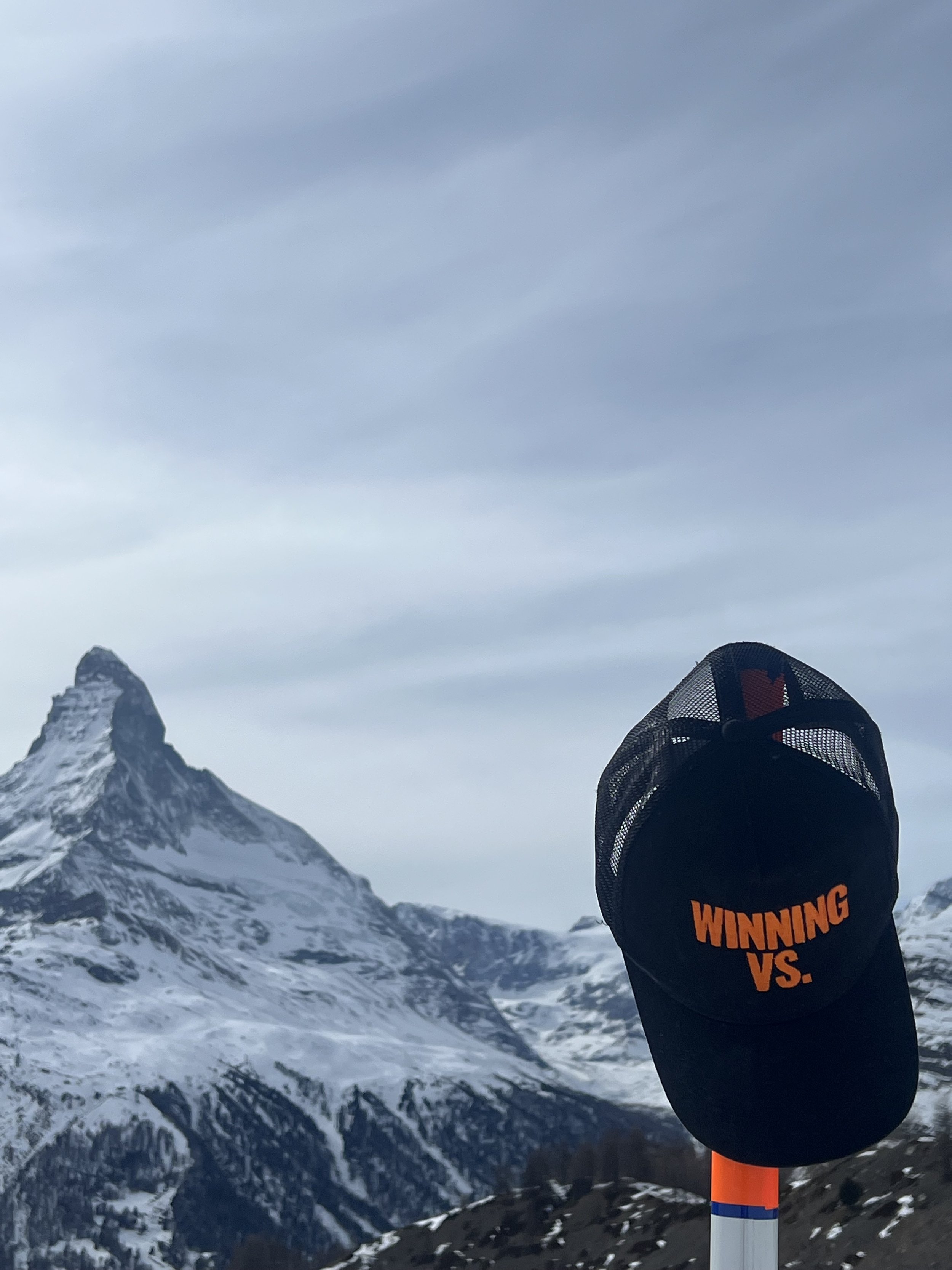 Winning VS Hat next to Matterhorn Mountain