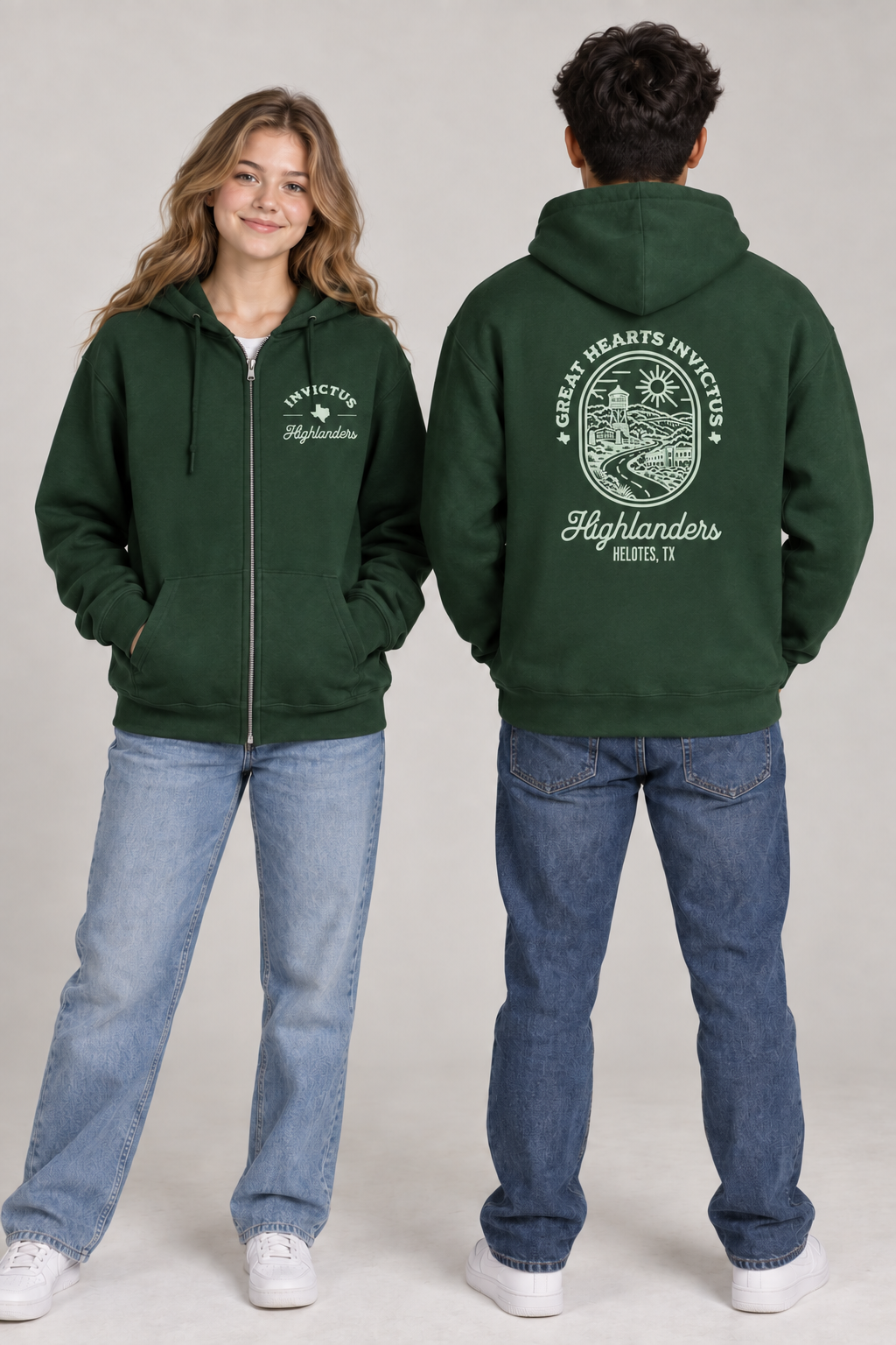 Green Invictus ZIPPER Hoodie - PRE-ORDER