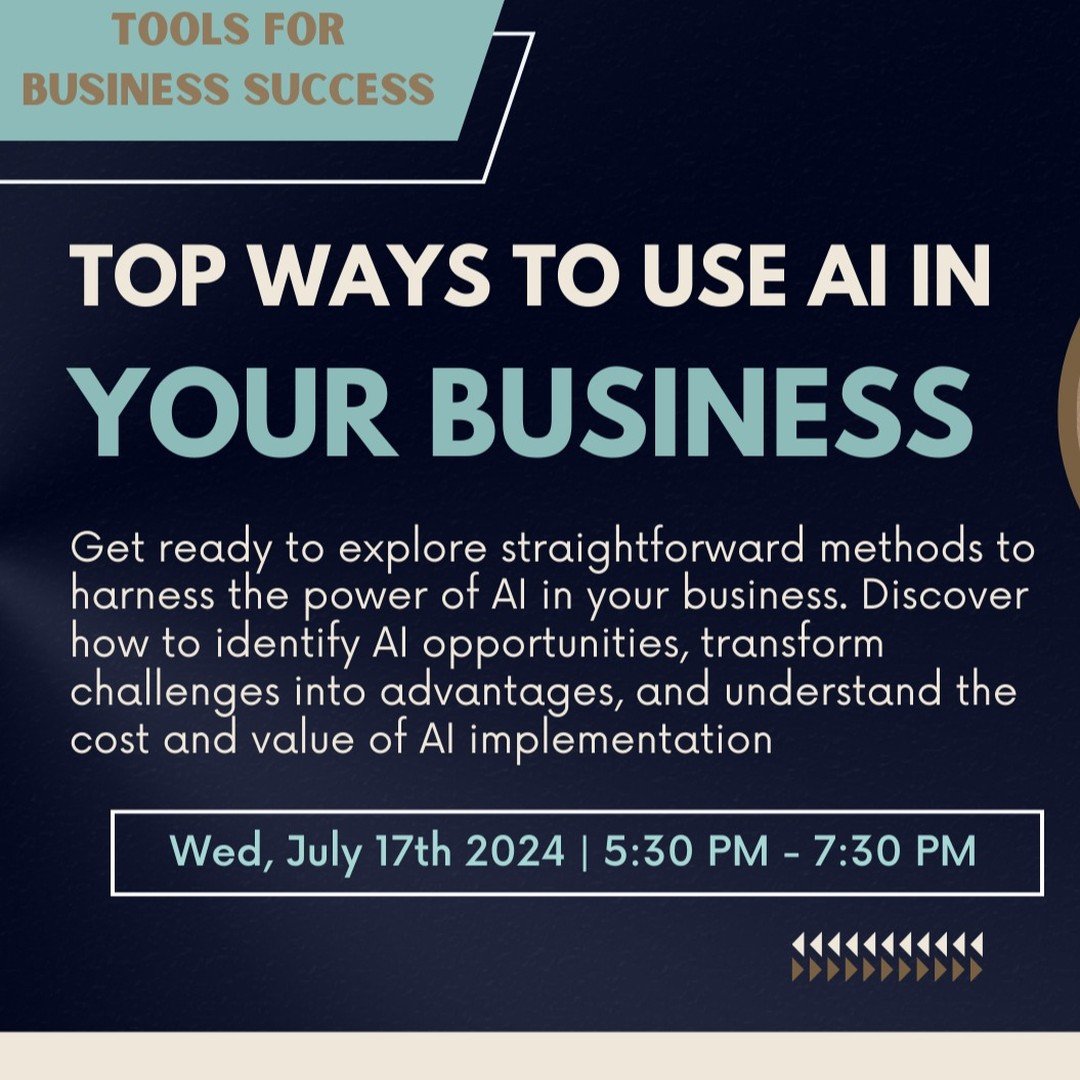Please join us next Wed 17th @ 5:30pm to network and hear Eli Wood with Black Flag Design talk about leveraging AI for your business! The agenda and topics are amazing and will be so beneficial for building and/or streamlining anyone's business. Grea