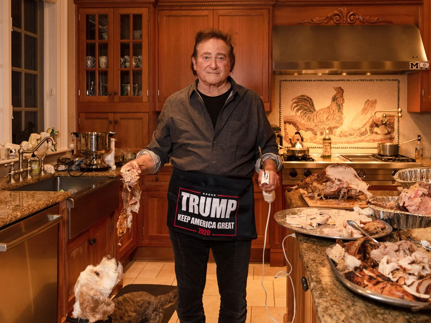 Dad carving the turkeys, 2019