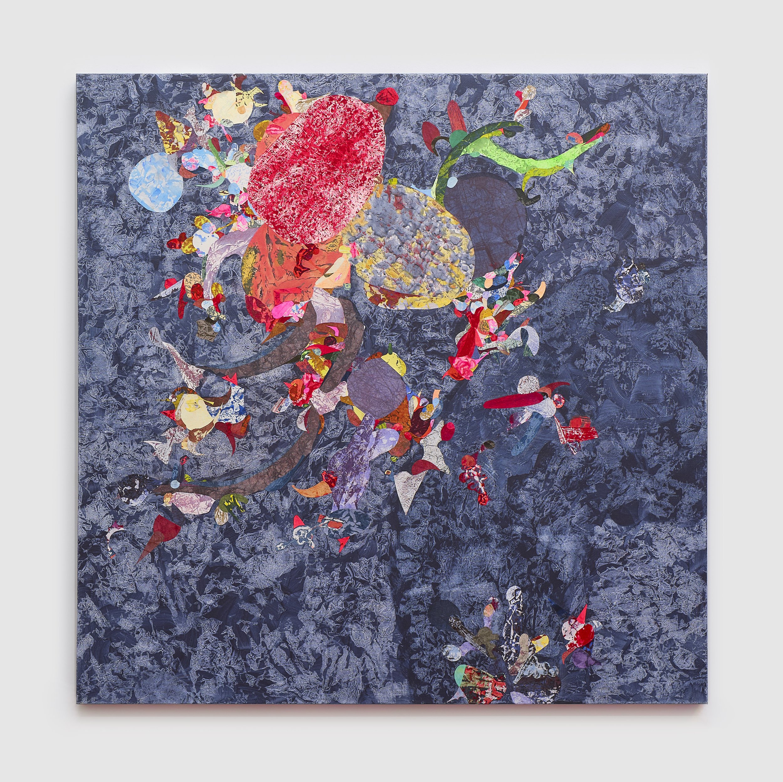 Sienna Shields  The Tone-Scientists 27,  2023 acrylic, painted paper on canvas 48 x 48 in. 121.92 x 121.92 cm