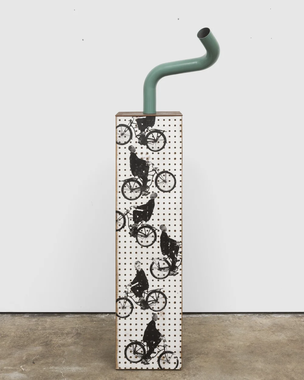   Phil Wagner   Untitled,  2024 screen print on pegboard, spray paint, grout, and steel 61½ x 14¼ x 19½ in. 