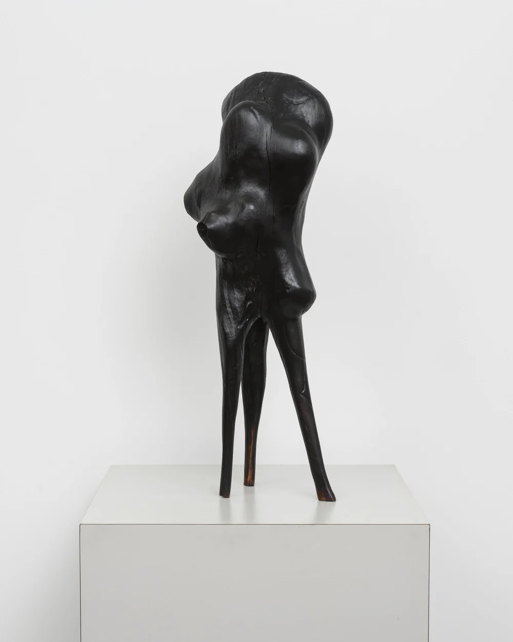   Aaron Spangler   Strutter,  2024 carved birch, black oil stain 32 x 11 x 9 in. 