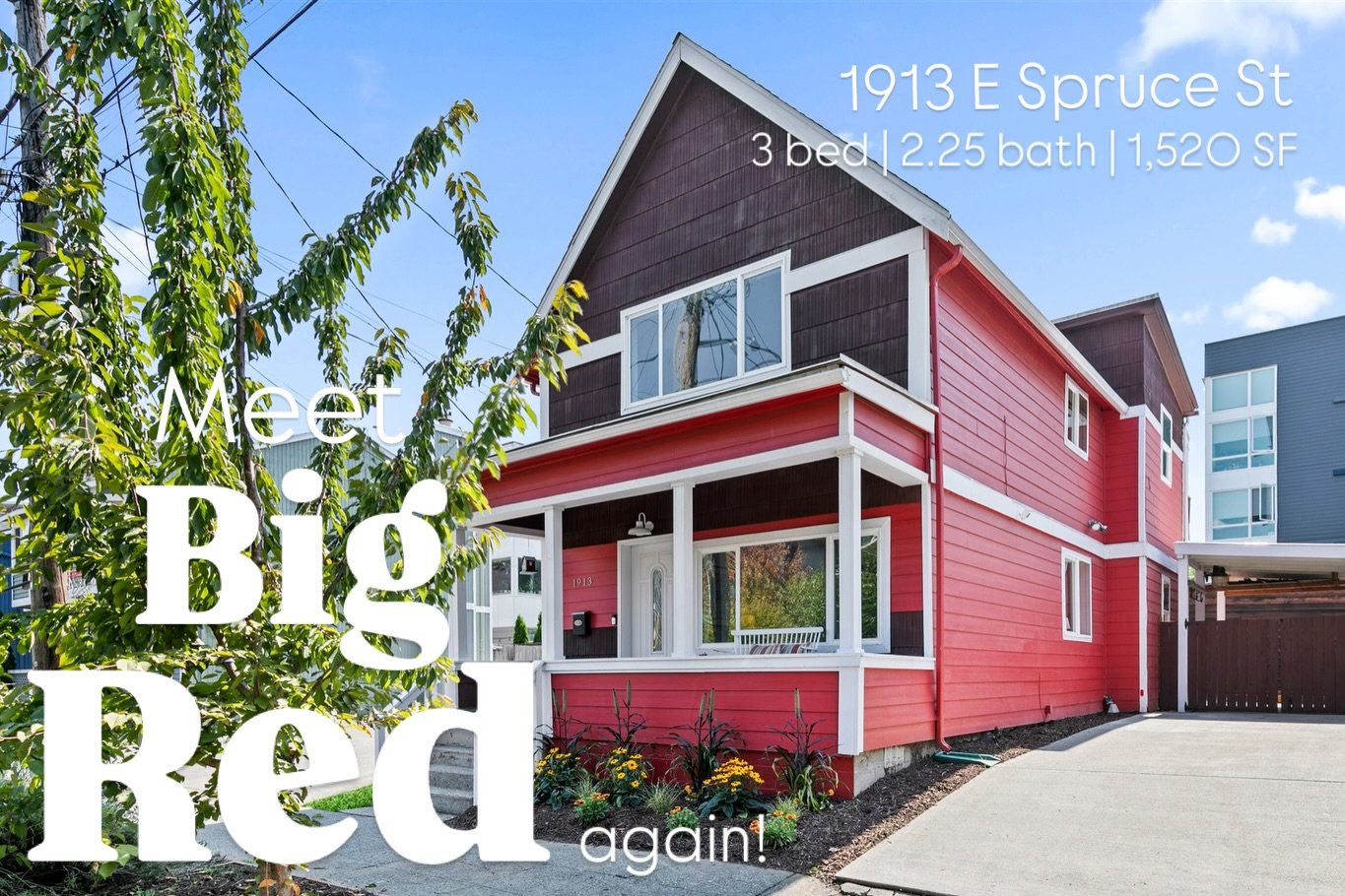 Big Red is BACK &mdash; bold, bright, and full of charm &mdash; at a new and improved price!

This Seattle classic brings the vibes: soaring ceilings, sunshine in every room, and a layout that plays nice with real life. The flexible bedroom space off