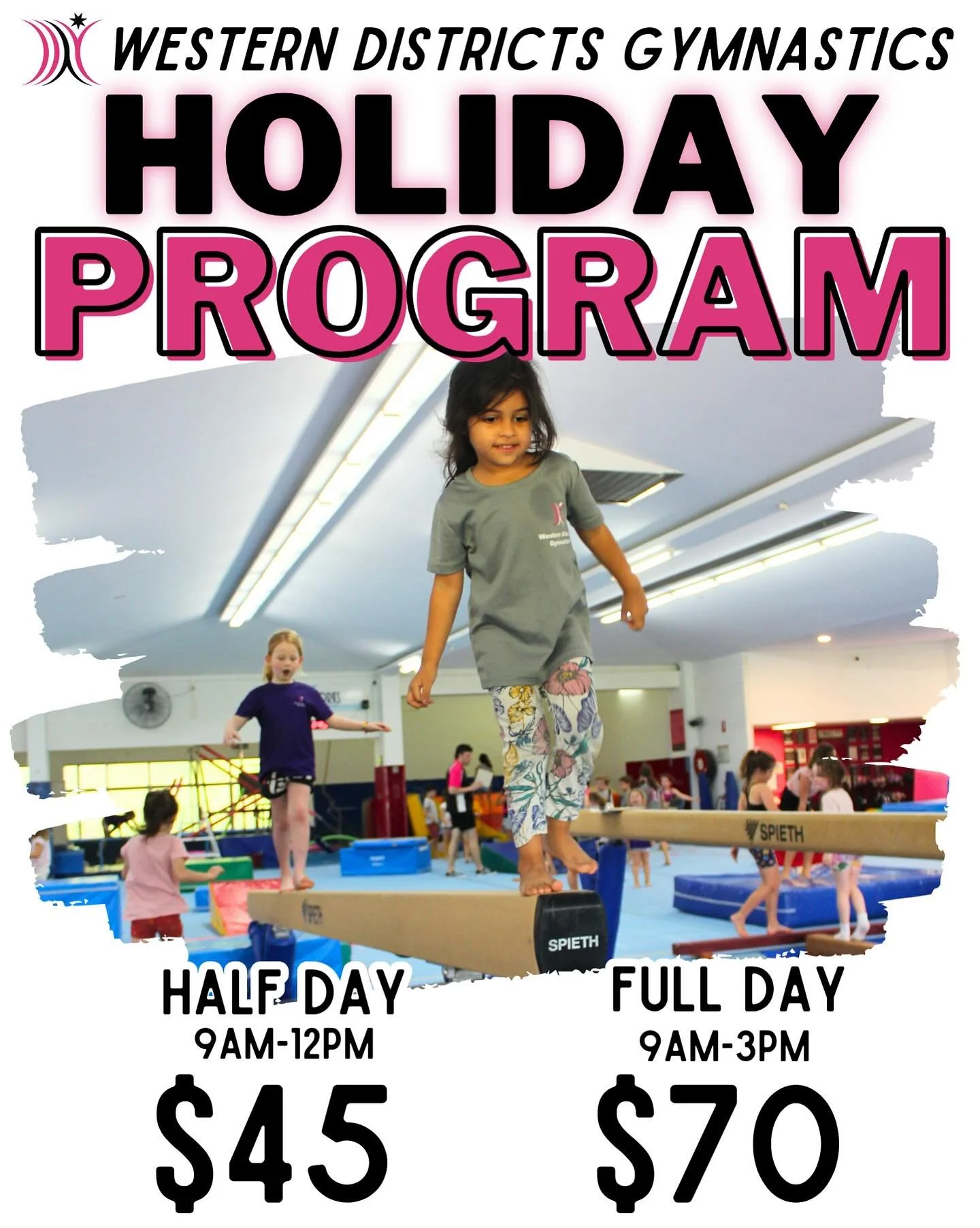 Holiday program will run Monday to Friday from the 15th - 19th of December and the 5th - 23rd of January! 

🤸🤸&zwj;♀️🤸🤸&zwj;♀️

Our 2025/2026 Summer Holiday Program at Western Districts Gymnastics Bardon venue booking form is now open. You can fi