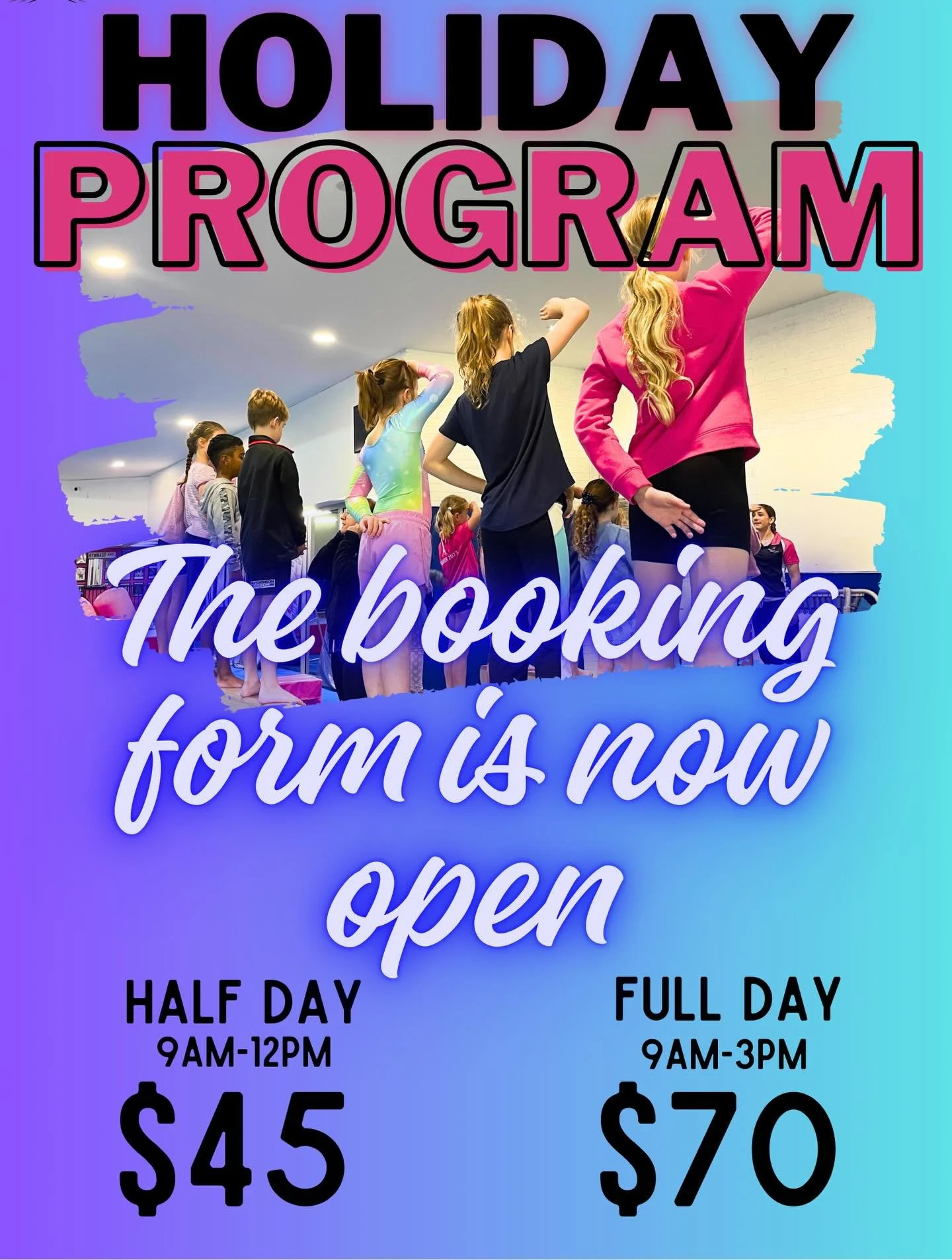 The holiday program for Easter 2026 will run at our BARDON venue (Purtell Park). This term&rsquo;s holiday program will run for the following dates:

Week 1
Monday 6th April - NO PROGRAM- GYM CLOSED (EASTER MONDAY)
Tuesday 7th April
Wednesday 8th Apr