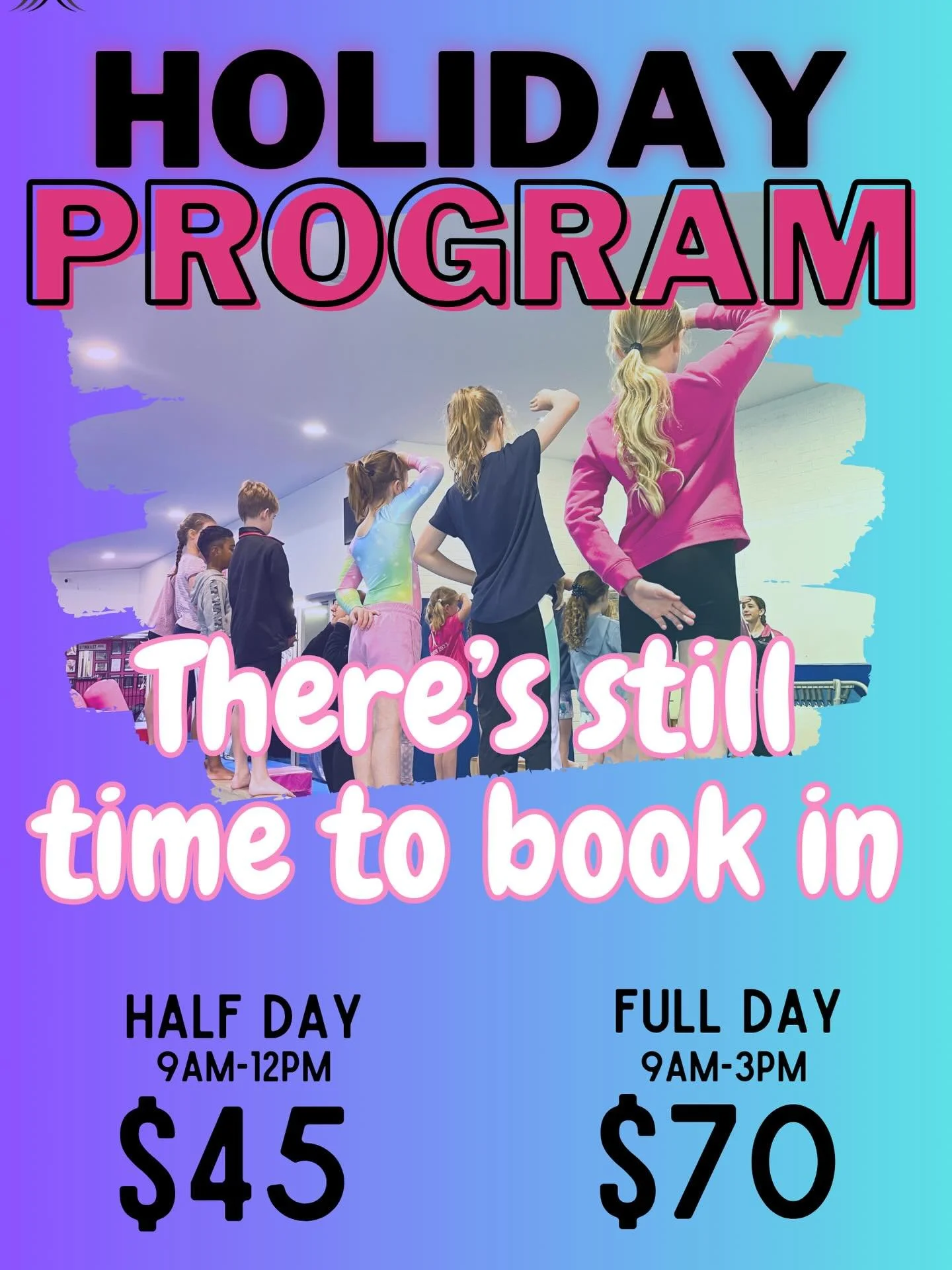 The holiday program for Easter 2026 will run at our BARDON venue (Purtell Park). This term&rsquo;s holiday program will run for the following dates:

Week 1
Monday 6th April - NO PROGRAM- GYM CLOSED (EASTER MONDAY)
Tuesday 7th April
Wednesday 8th Apr