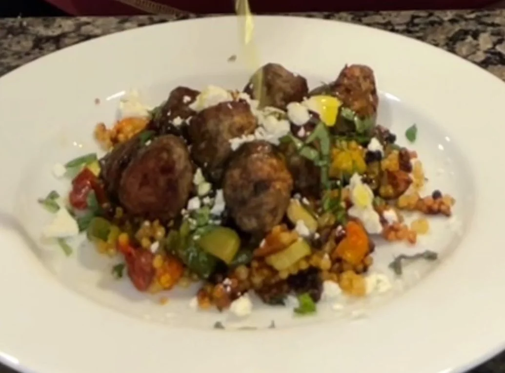 Sheet Pan Lamb Meatballs and Couscous