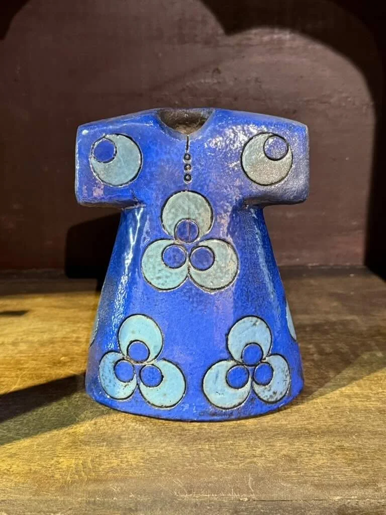 Blue Handmade Raku Ceramic Caftan