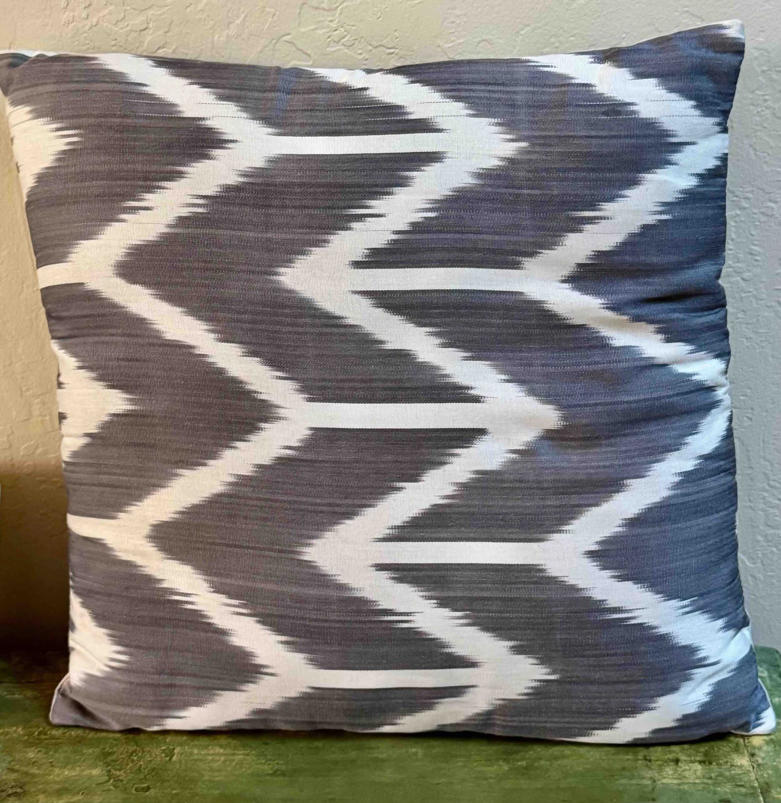 Pillows: Grey Chevron Silk Ikat
