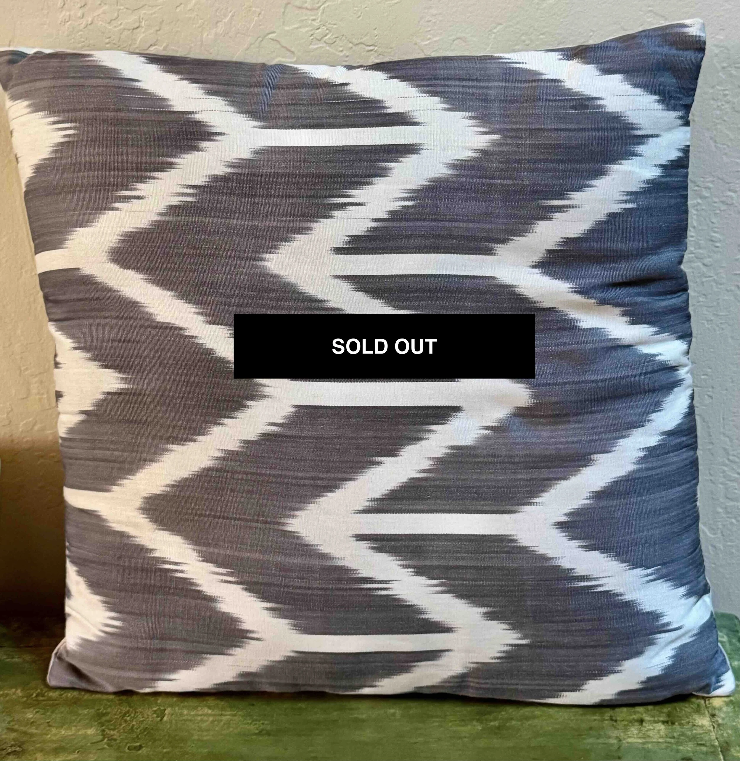 Pillows: Grey Chevron Silk Ikat