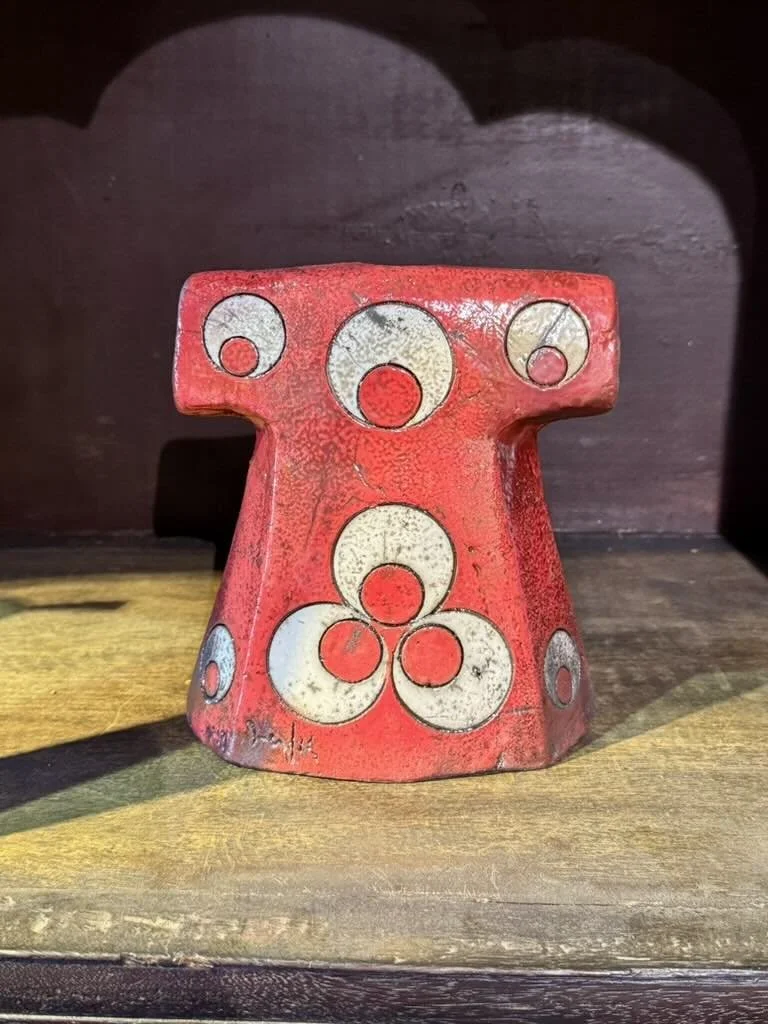 Red Handmade Raku Ceramic Caftan