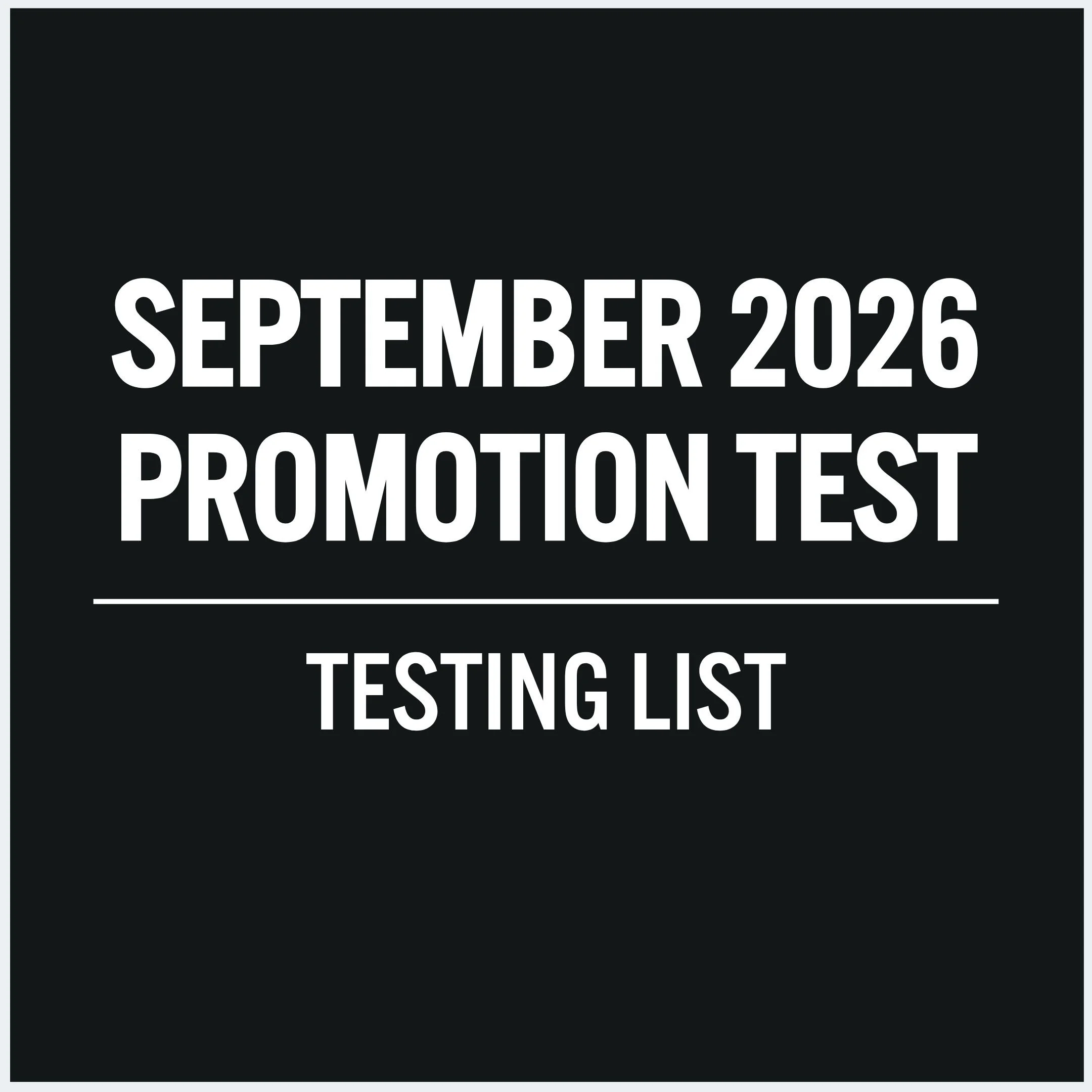 September 2026 Testing List