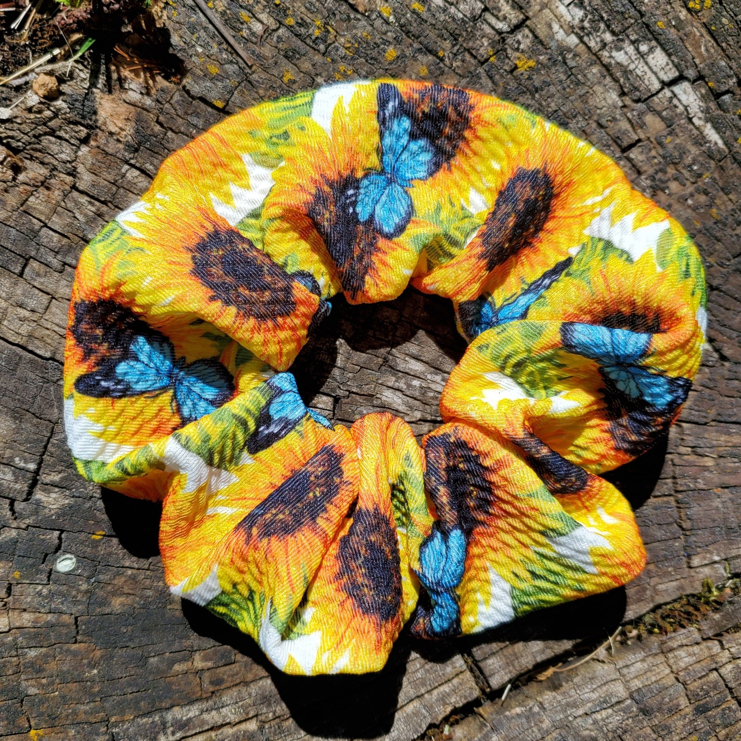 Sunflowers + Butterflies Scrunchie