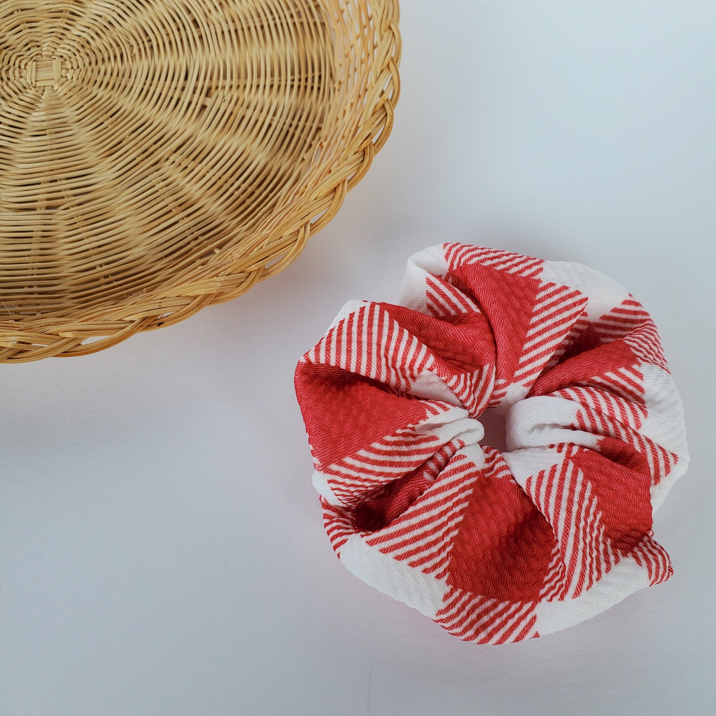 Red + White Buffalo Plaid Scrunchie