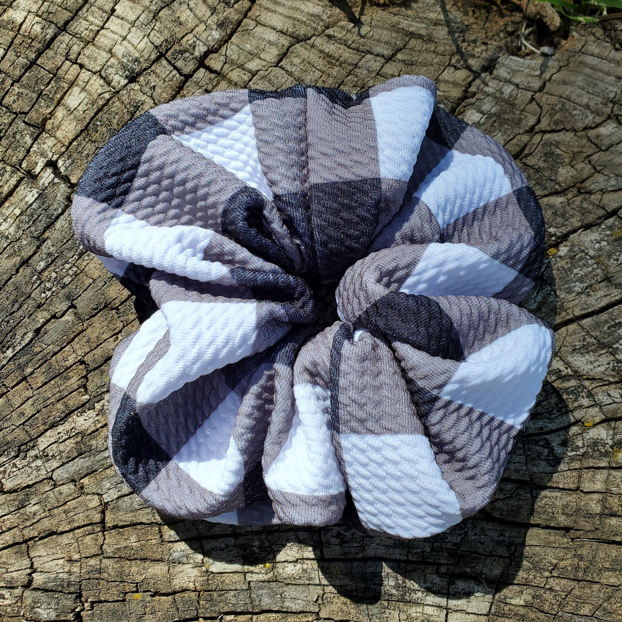 Black + White Buffalo Plaid Scrunchie