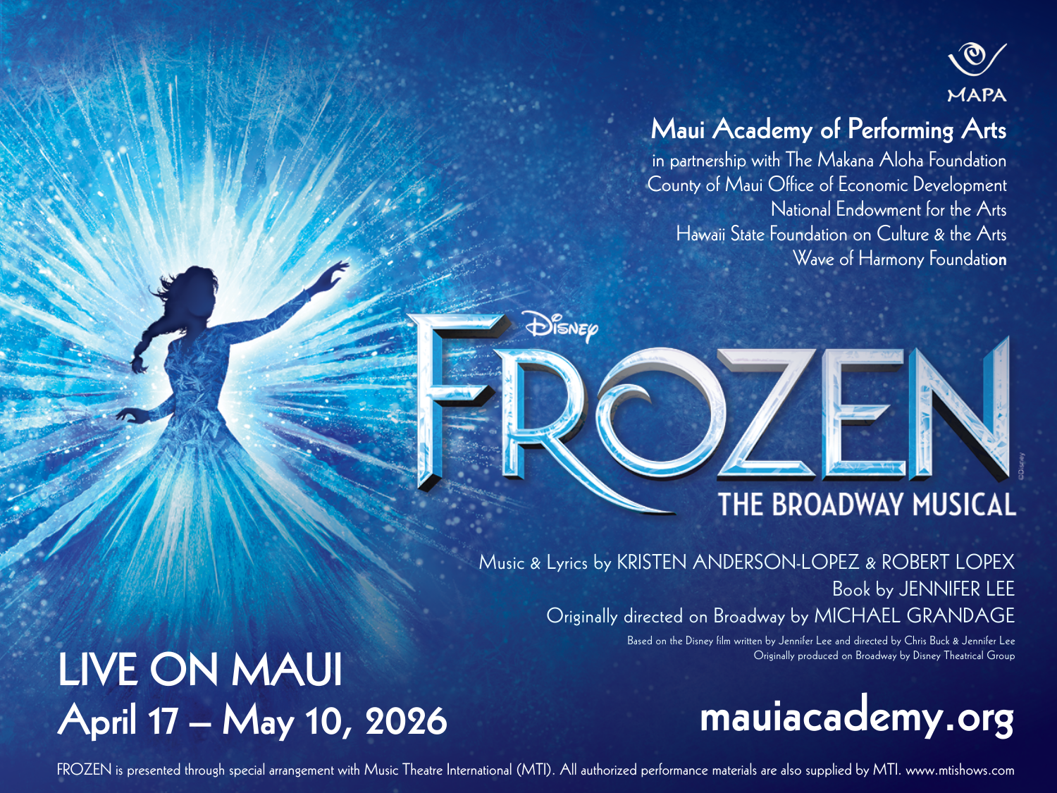 princess with ice on blue background