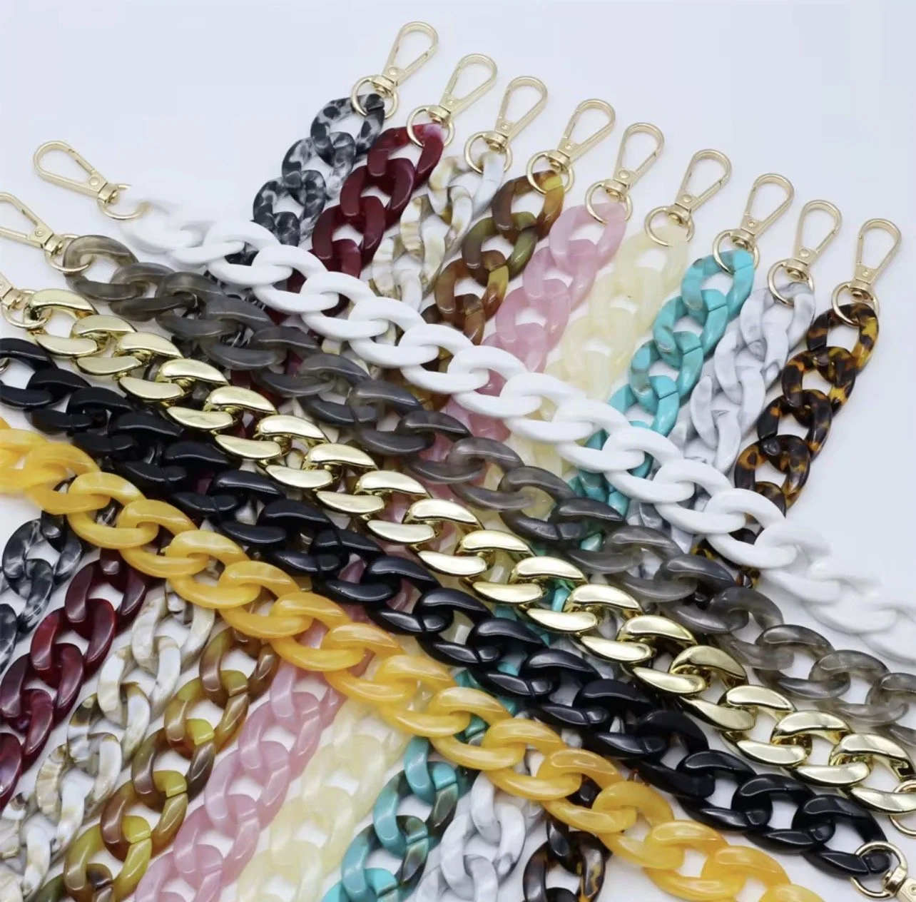 Acrylic Link Chain Straps with Gold-Plated Clasps
