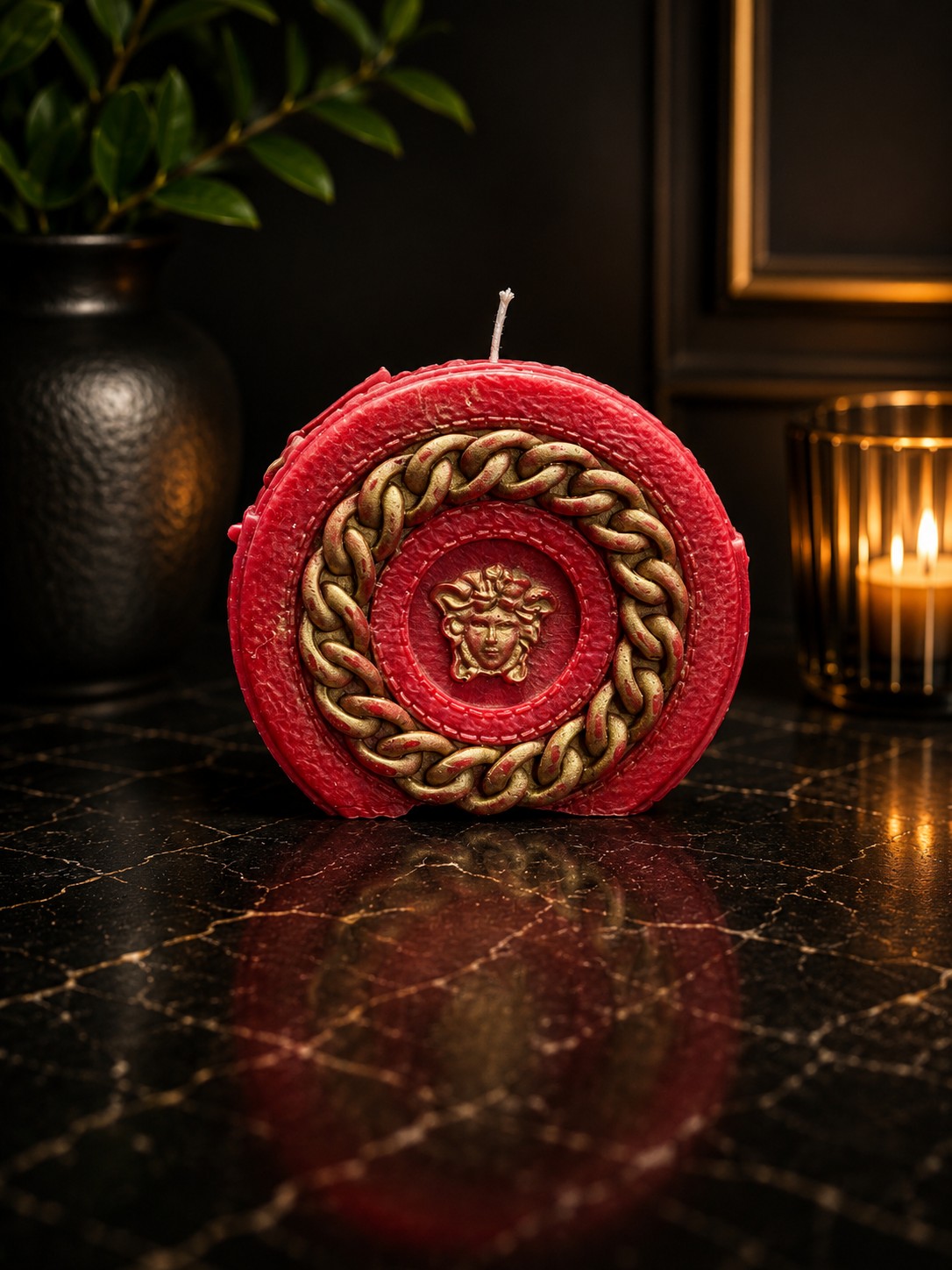 Red Exclusive Luxe Chain Embellished Candle