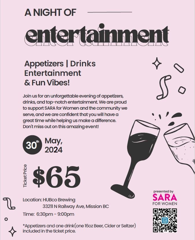 Join us for an unforgettable evening of appetizers, drinks, and top-notch entertainment. We are proud to support SARA for Women and the community we serve, and we are confident that you will have a great time while helping us make a difference. Don't