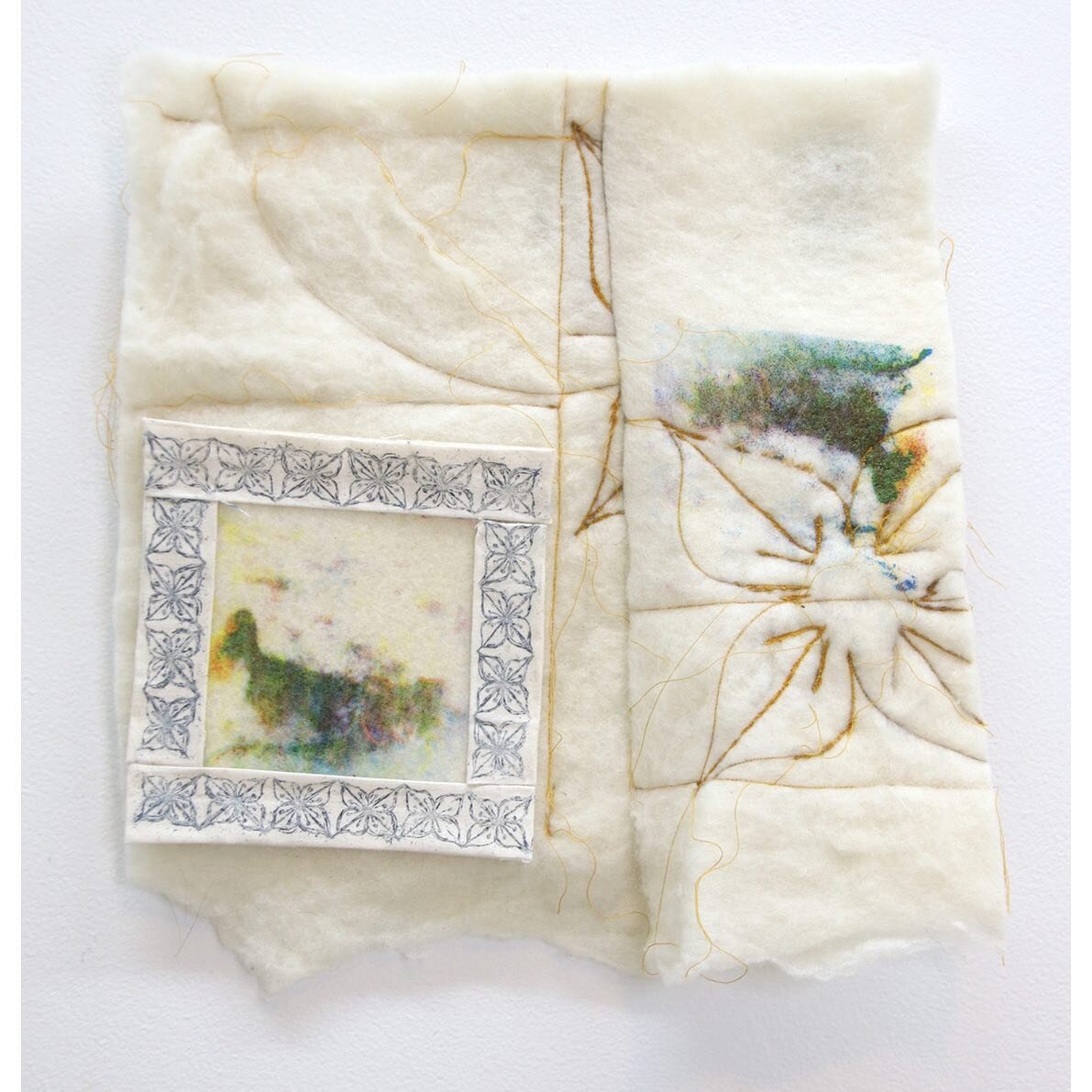 💫a small felted piece 💫

Little, 2023, screen print, thread, etching, muslin on handmade felt, 11.5 x 12 inches