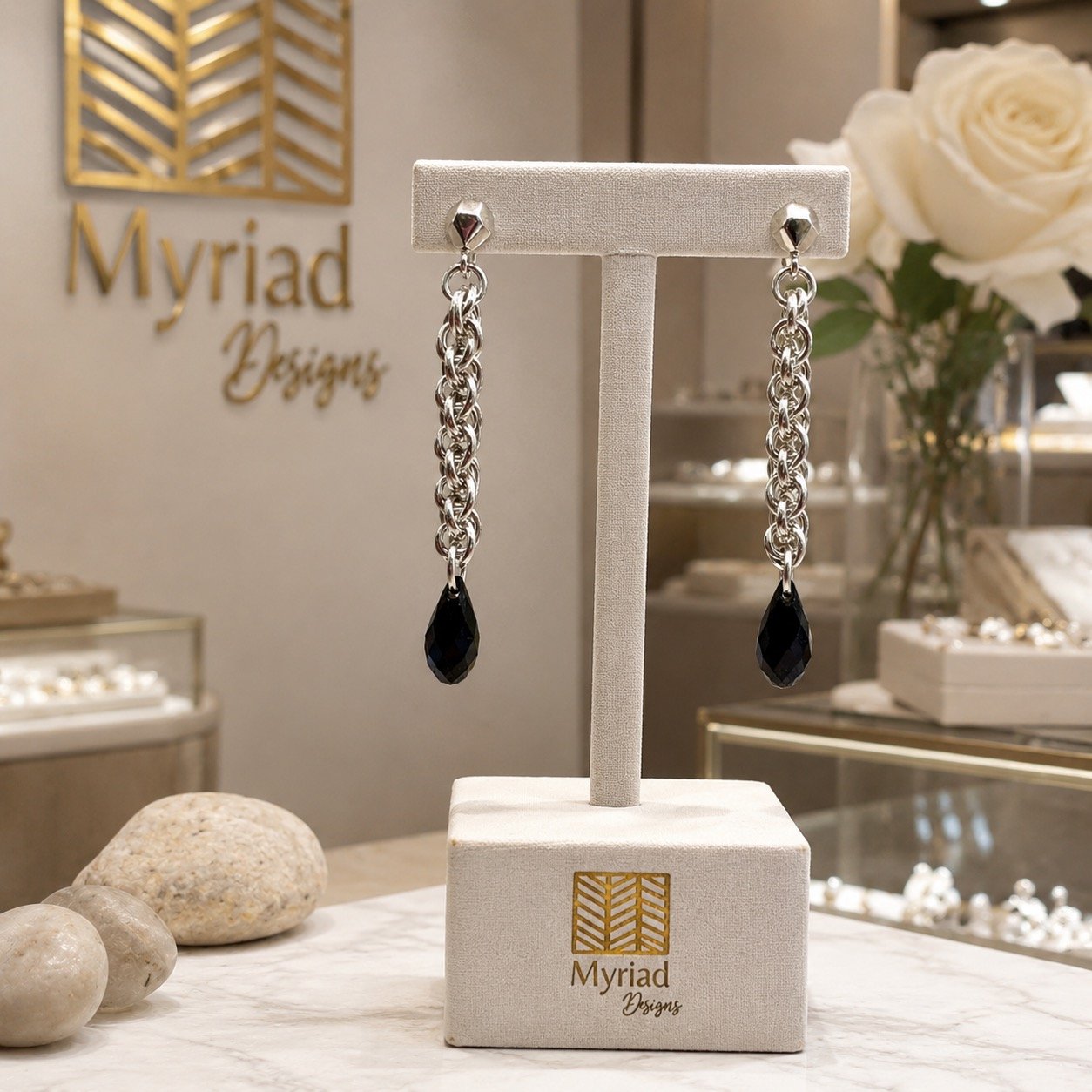 Jens Pind Drop Earrings With Crystal Cabriolet