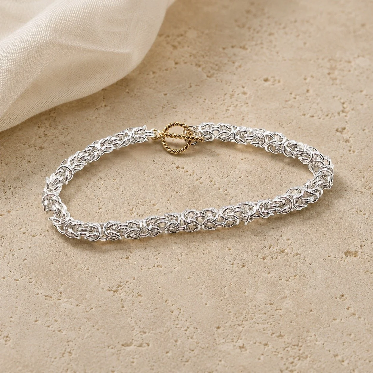 Byzantine Bracelet With 14/20K Gold Toggle Clasp
