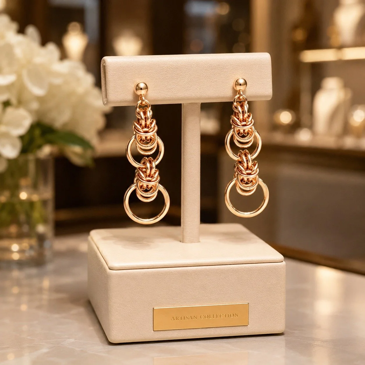 Gold Cable Drop Earrings