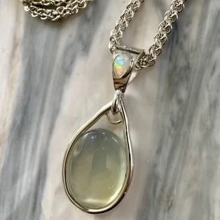 Sterling Silver Moonstone and Austrailian Opal Pendant