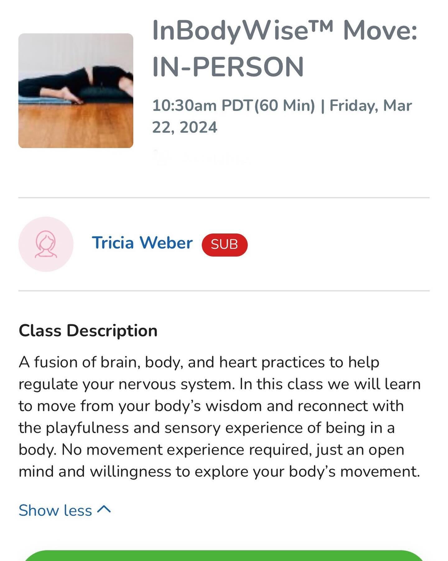 TWO Opportunities to move with me tomorrow (Friday, 3/22) at @thriveyogaoc !! 

10:30am INBODY WISE MOVE (Subbing for @Rachel Lundberg): 
A fusion of brain, body, and heart practices to help regulate your nervous system.
In this class we will learn t