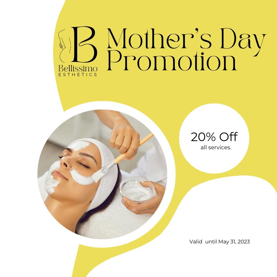 Celebrate Mother's Day with our special promotion on our services! 
Book now to receive a special discount on our range of services, including facials, laser treatments, and more. Give your mom the gift of self-care this Mother's Day!

 #bellissimoes